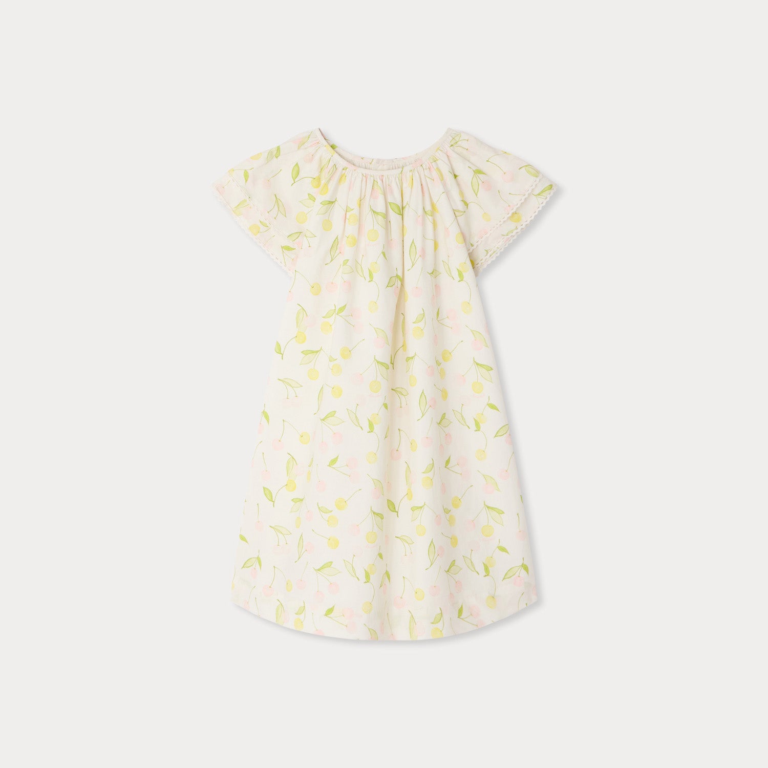 Girls Ivory Cherry Printed Cotton Dress