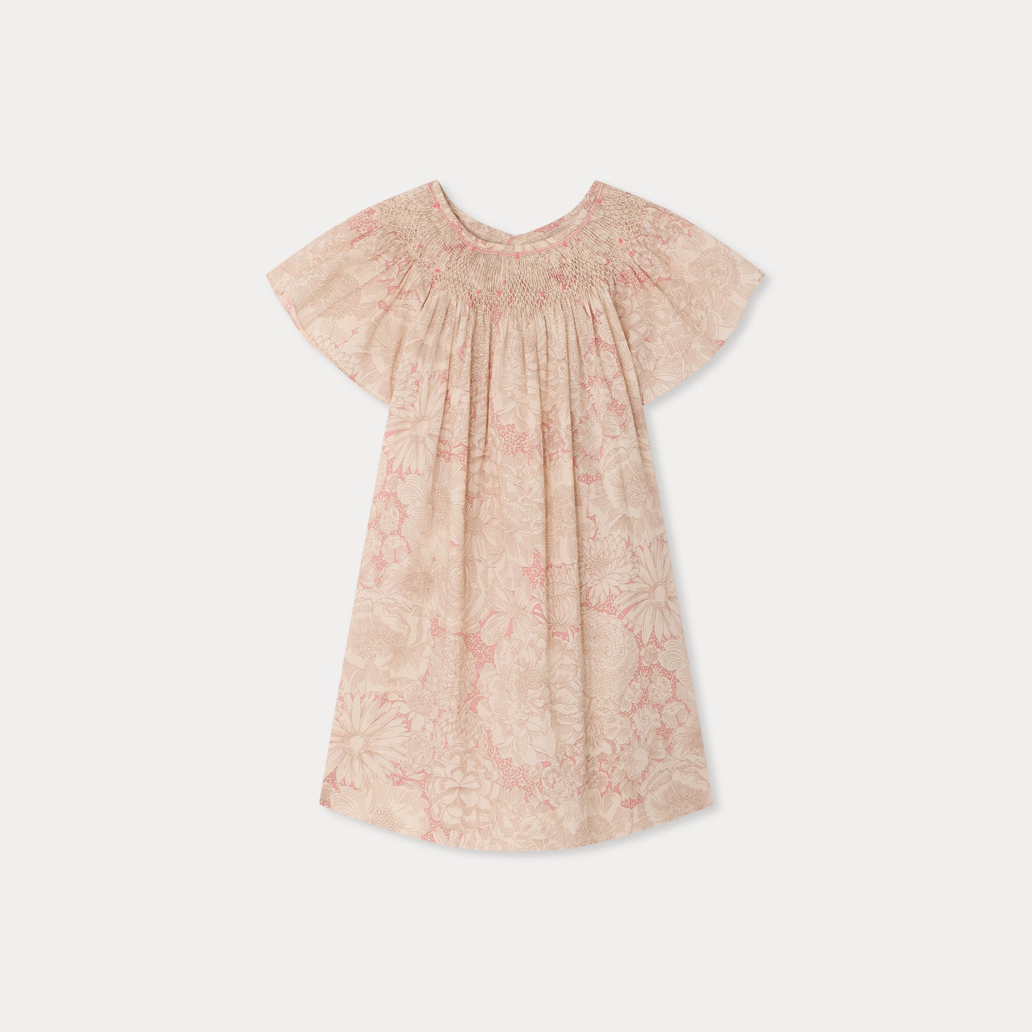 Girls Rose Pink Flower Cotton Dress