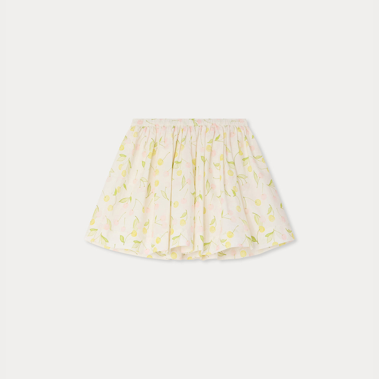 Girls Ivory Cherry Printed Cotton Skirt