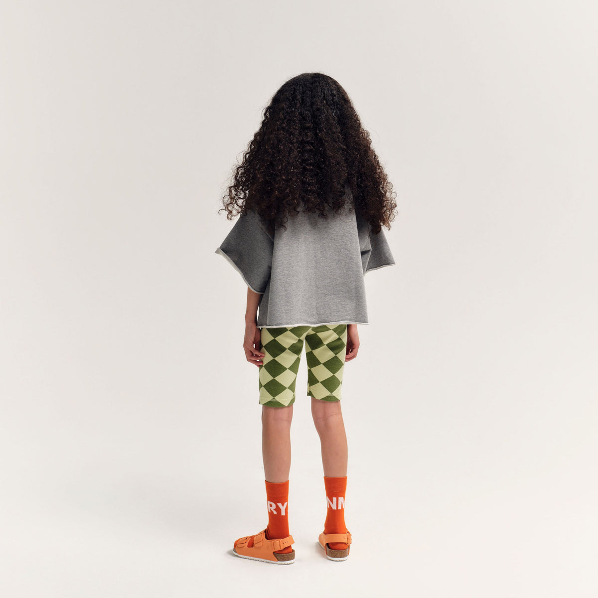 Sweat-shirt en coton gris à manches courtes pour garçons et filles