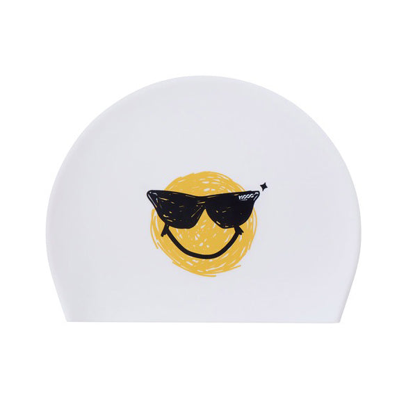 Adult White Smile Silicone Swim Cap