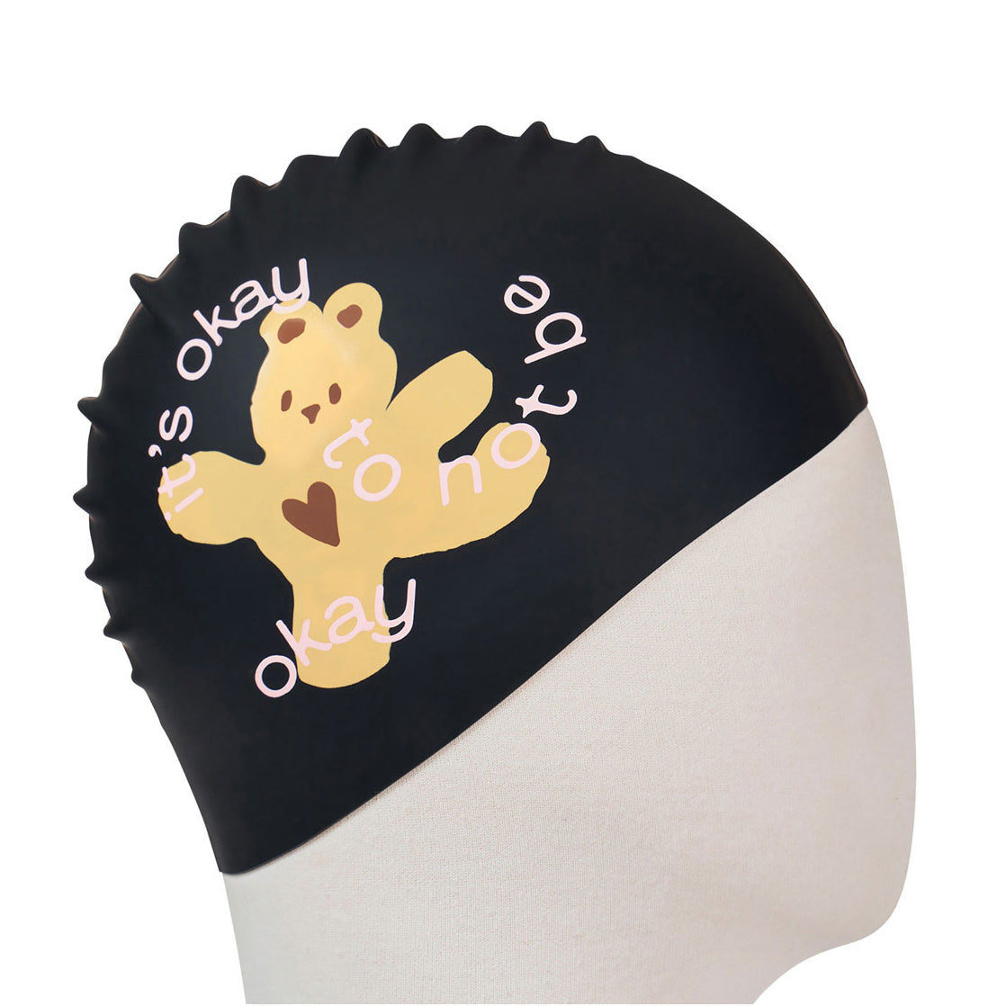 Bonnet de bain en silicone noir imprimé pour adulte