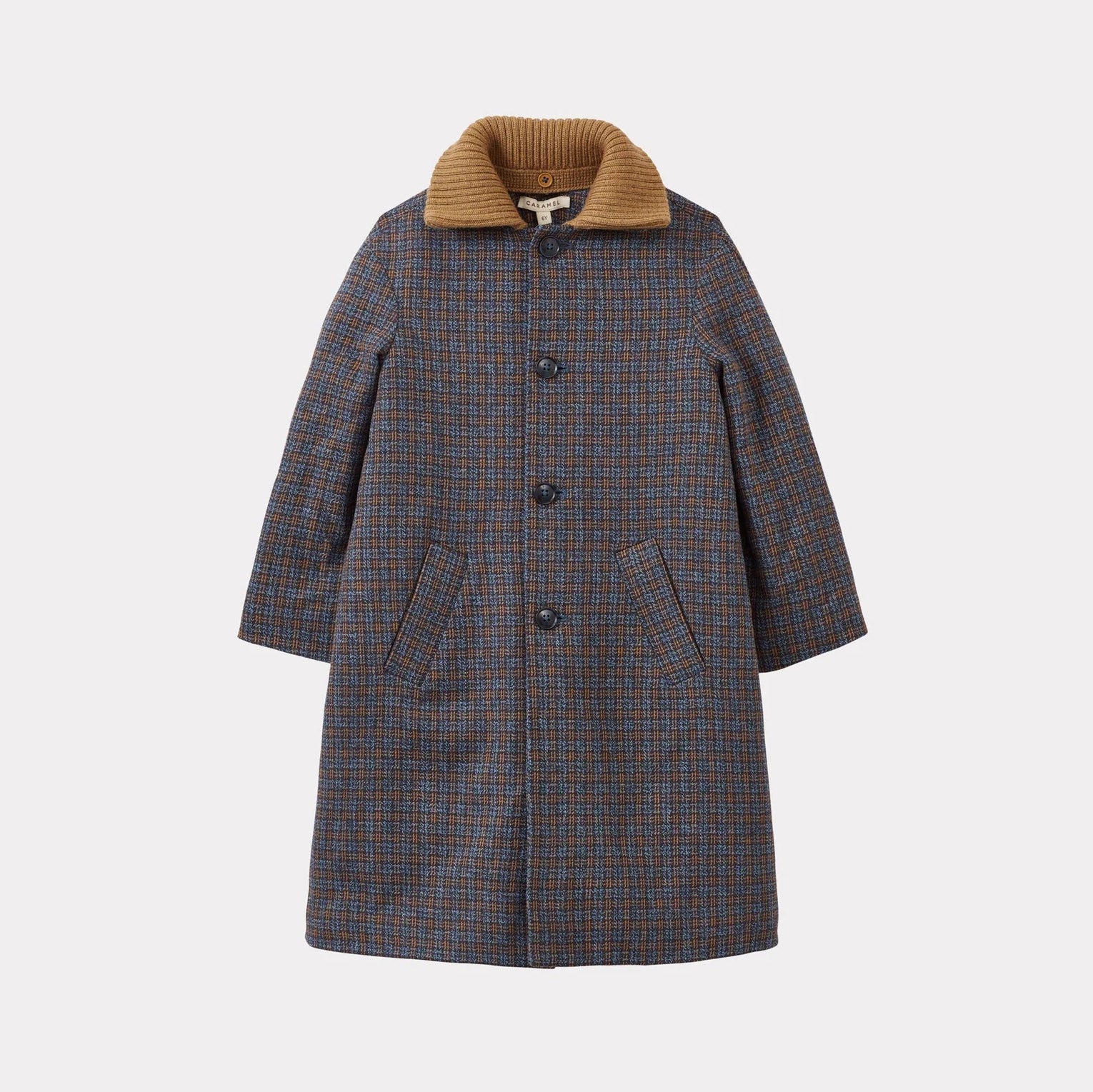 Girls Blue Check Coat