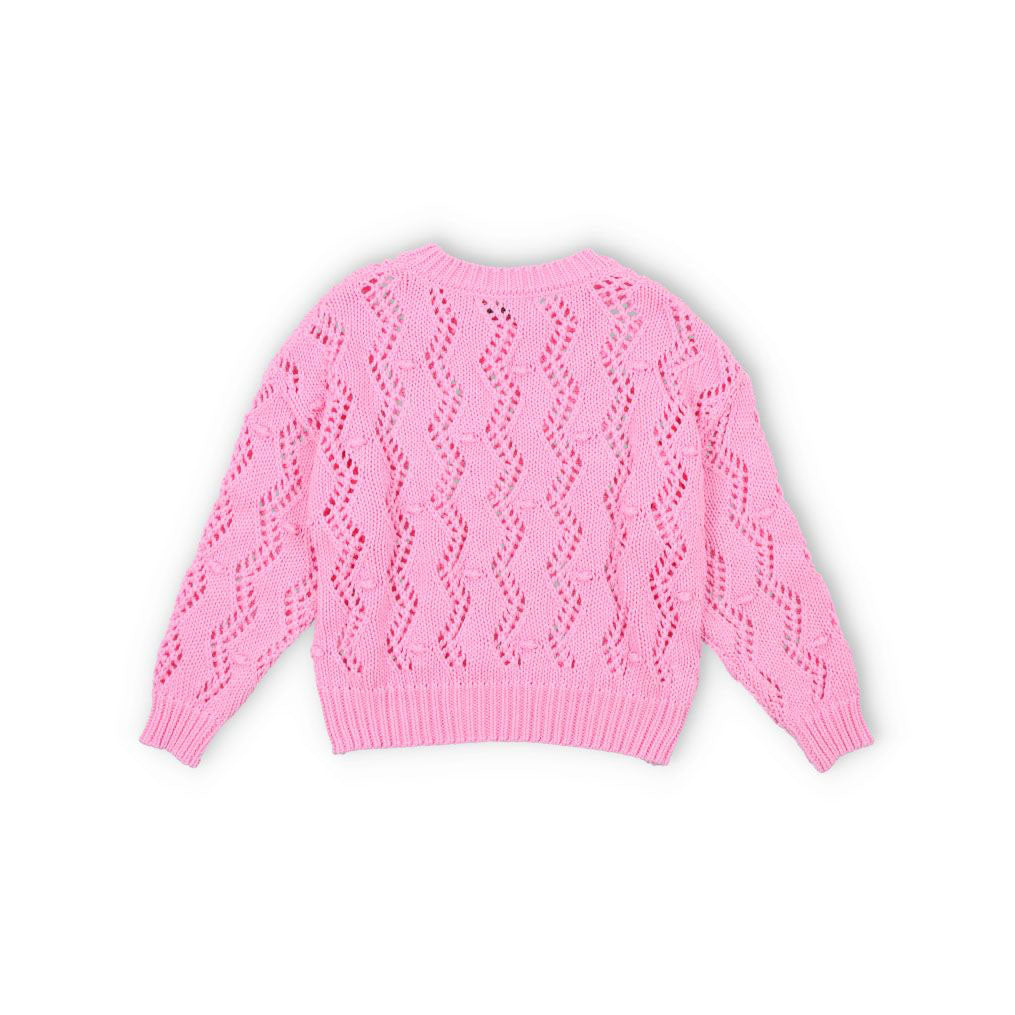 Girls Pink Hollow Knit Sweater