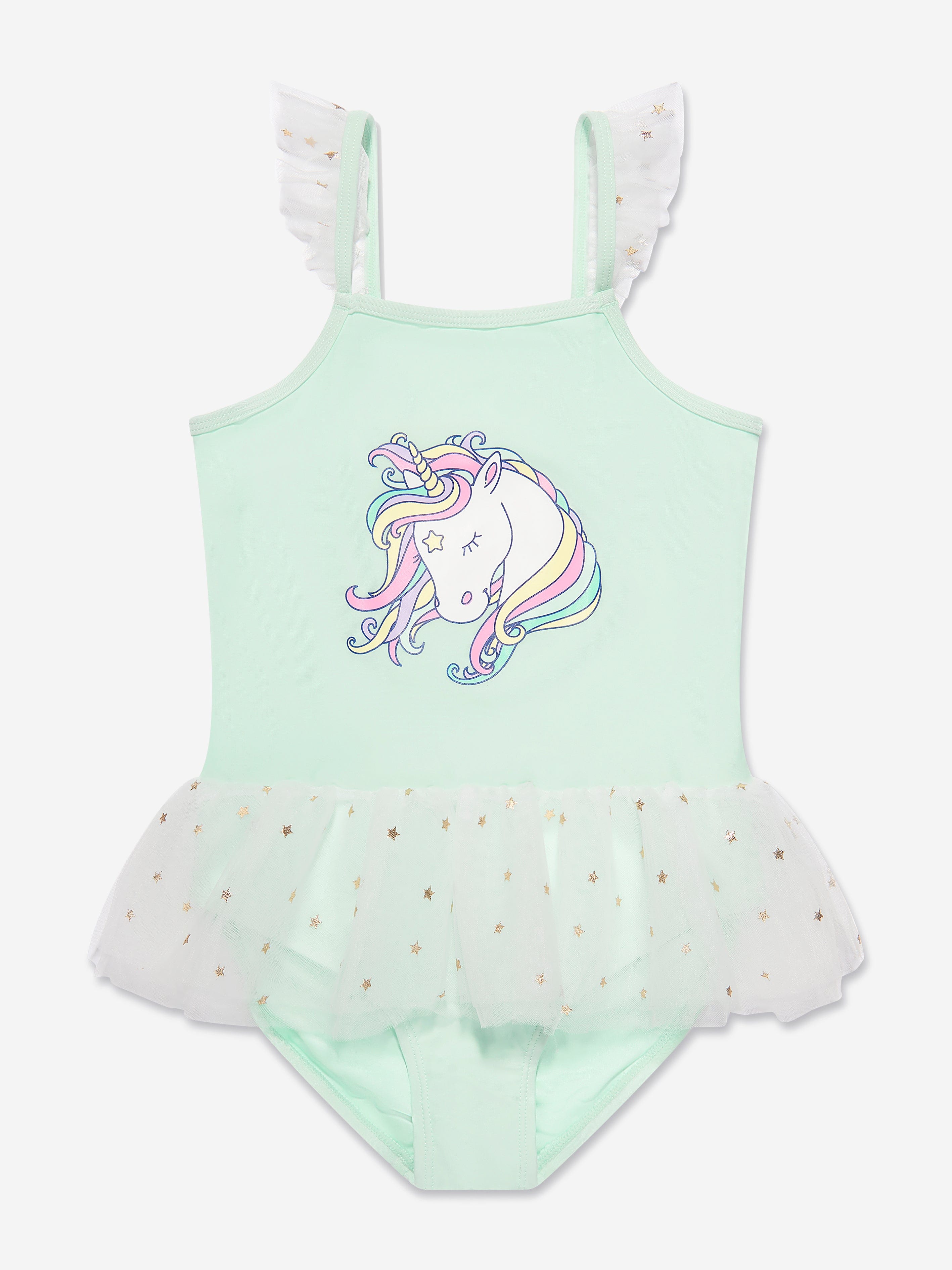 Soli Swim Girls Unicorn Dreams Star Tulle Swimsuit (UPF50+) in Green
