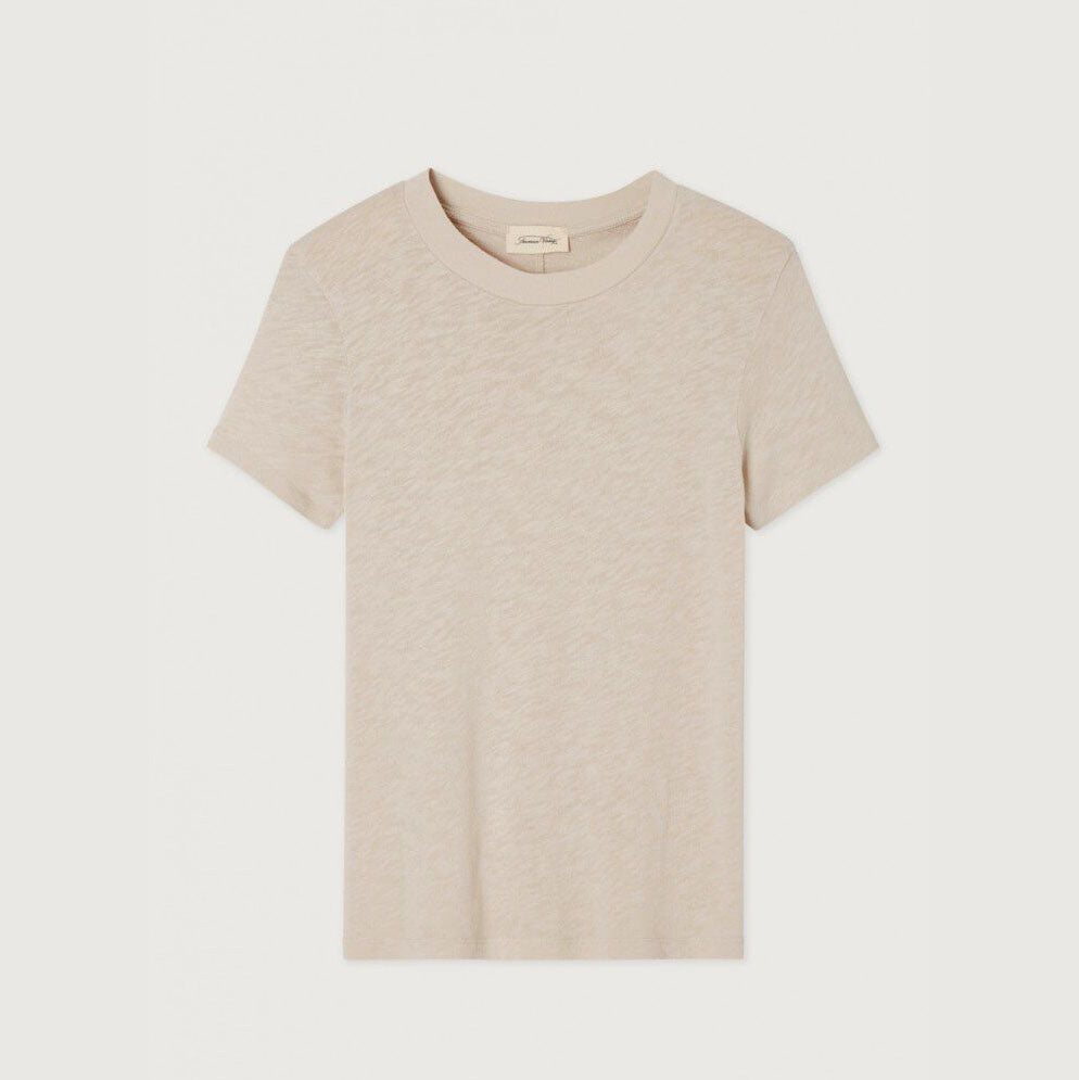 Women Beige Cotton T-Shirt