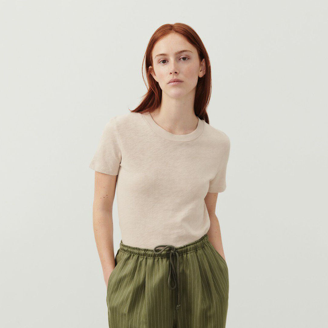 Women Beige Cotton T-Shirt