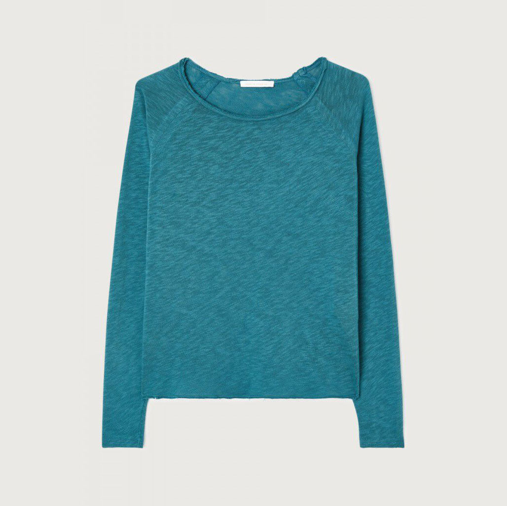 Women Peacock Blue Cotton T-Shirt