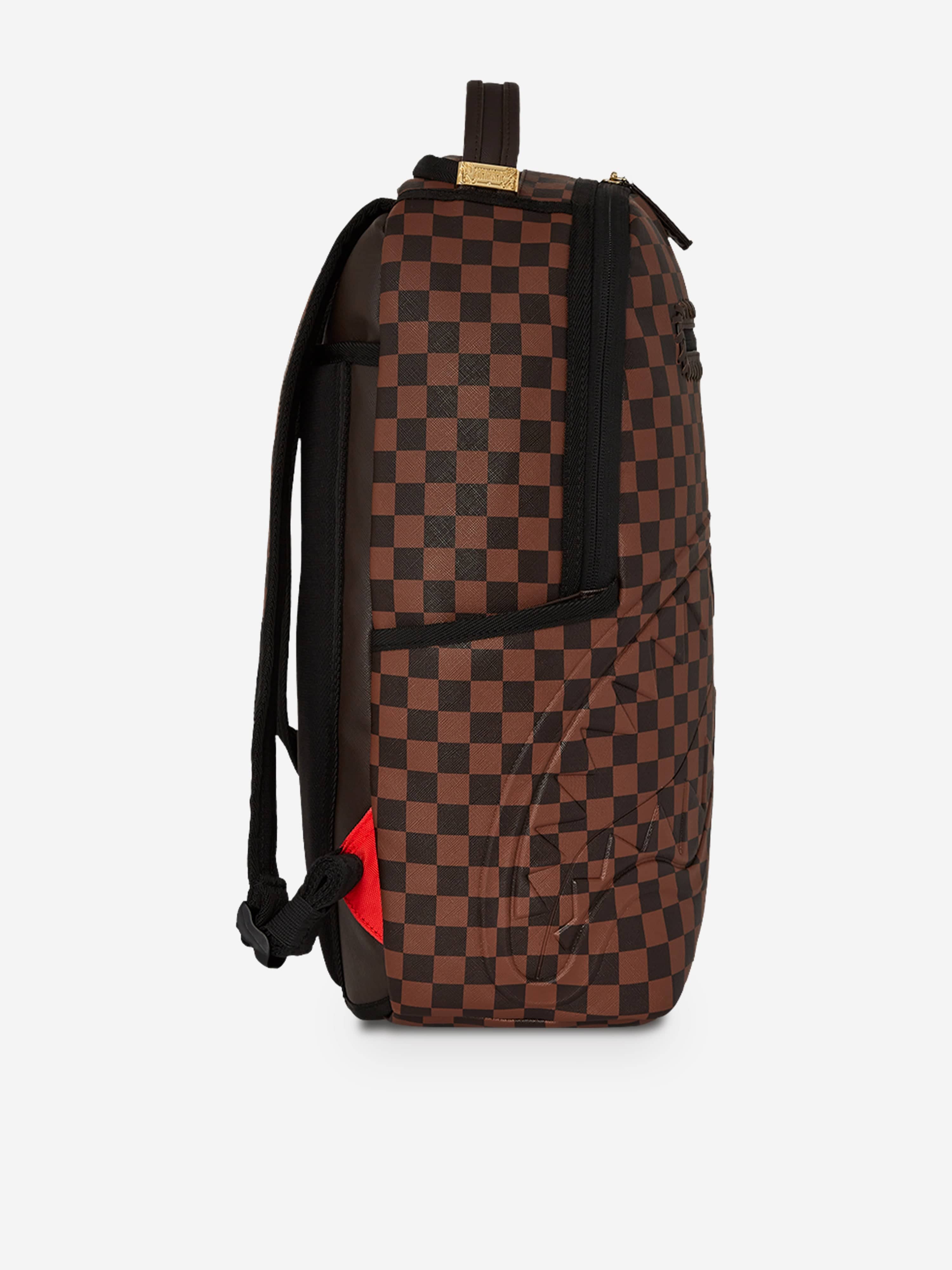 Sprayground Kids Core Embossed Check DLXSV Backpack in Brown (45.72 cm)