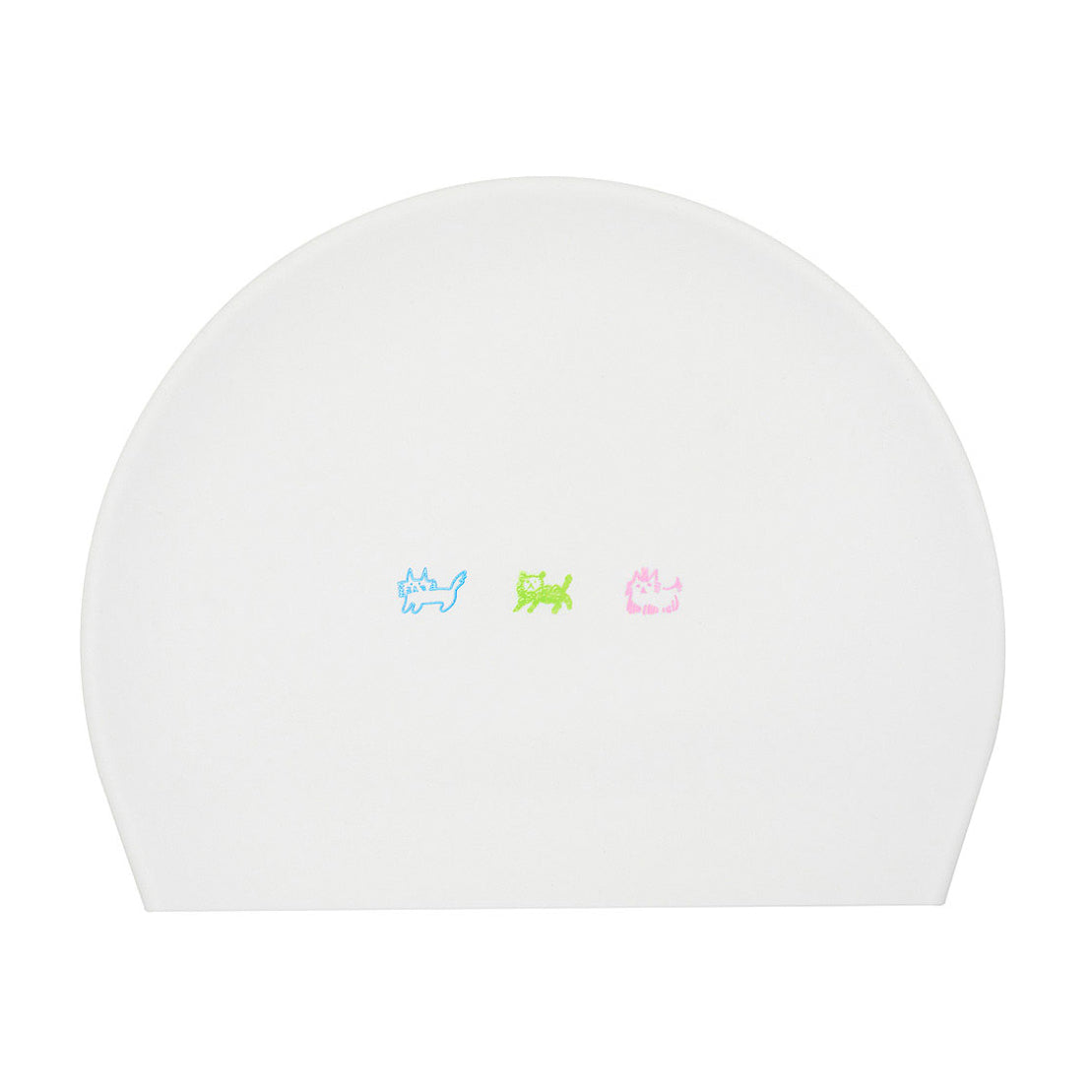 Adult White Printed Silicone Swim Cap