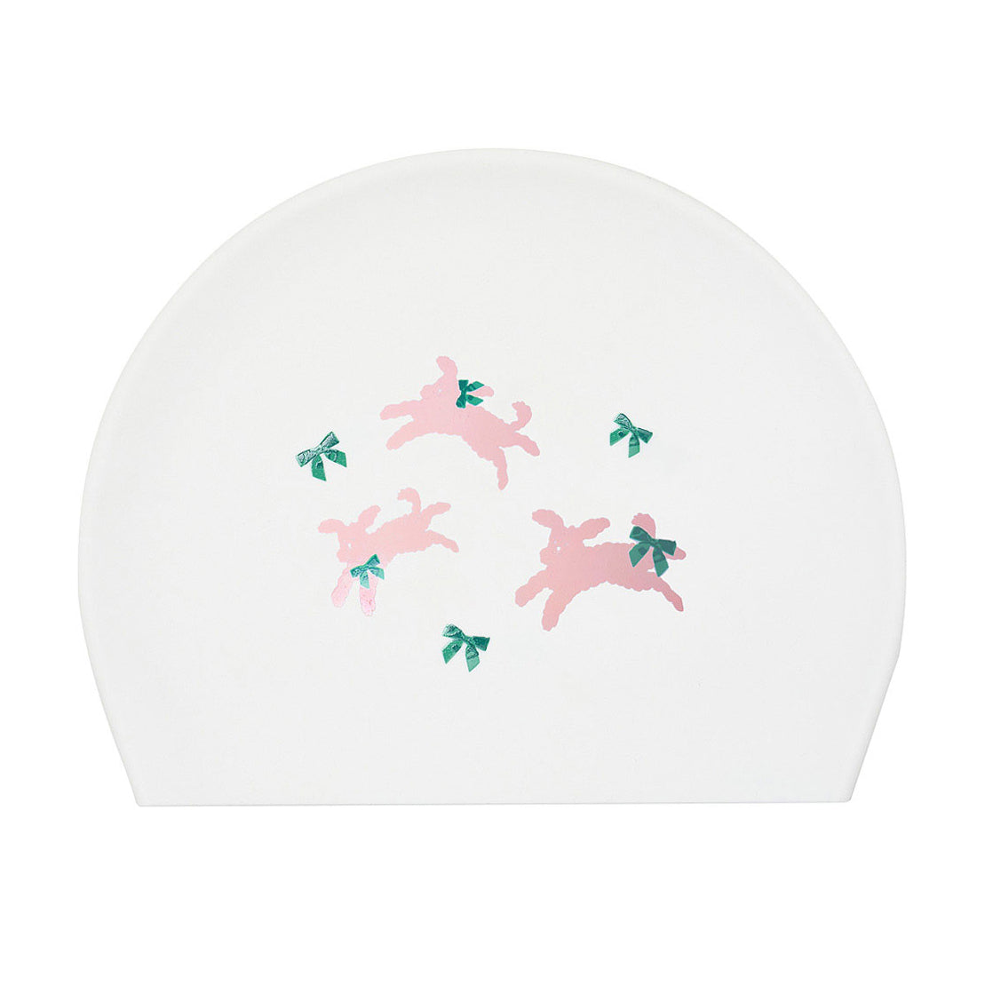 Adult White Printed Silicone Swim Cap