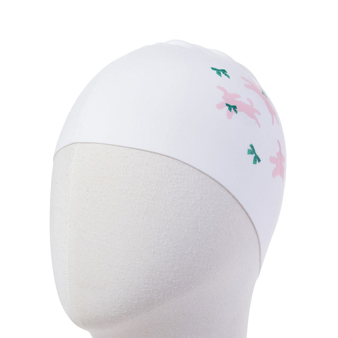 Adult White Printed Silicone Swim Cap
