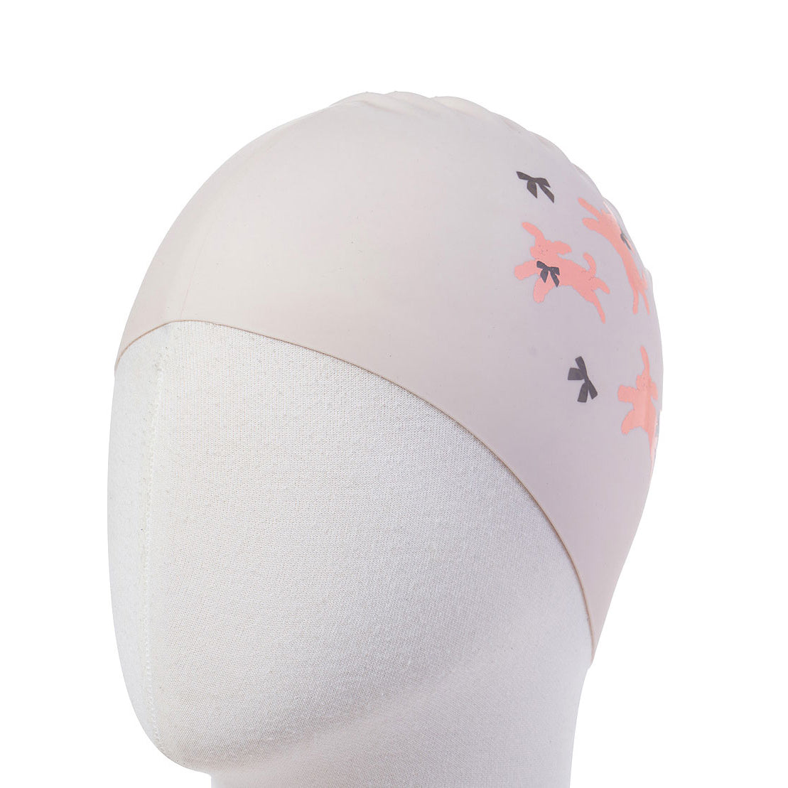 Adult Beige Printed Silicone Swim Cap