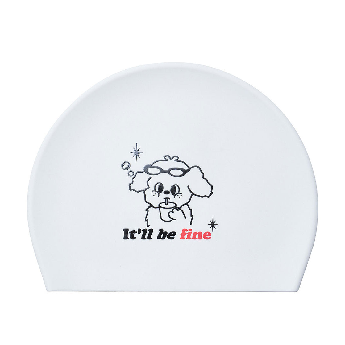 Adult White Printed Silicone Swim Cap