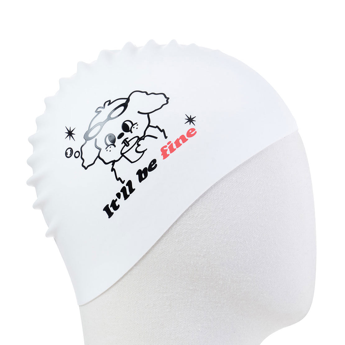 Bonnet de bain en silicone blanc imprimé pour adulte