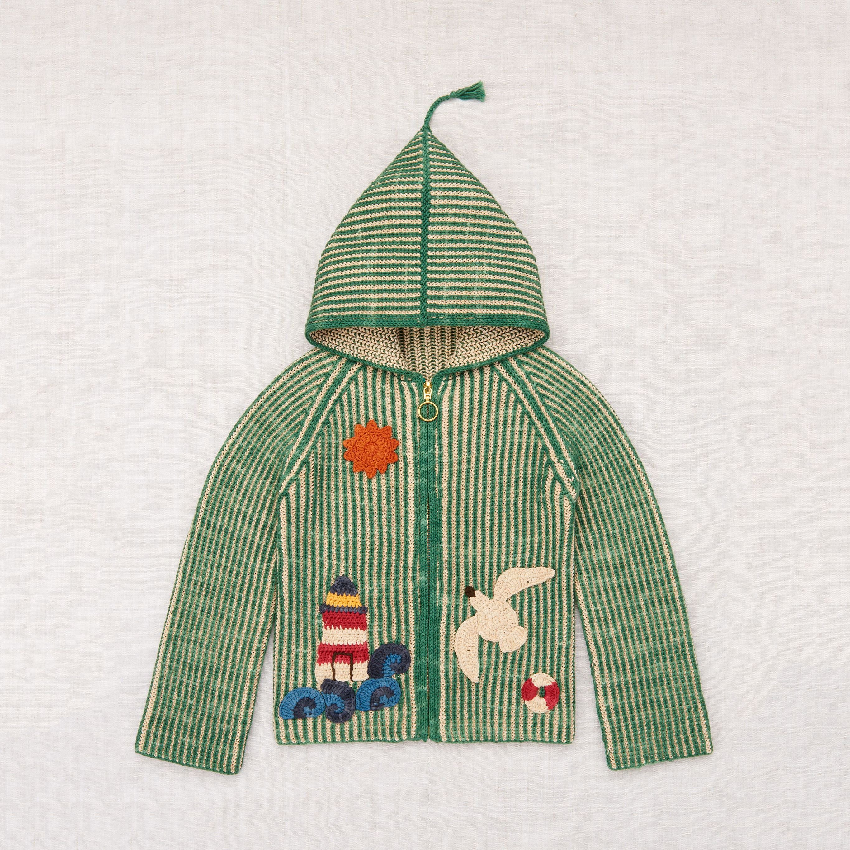 Boys & Girls Green Embroidered Knit Jacket