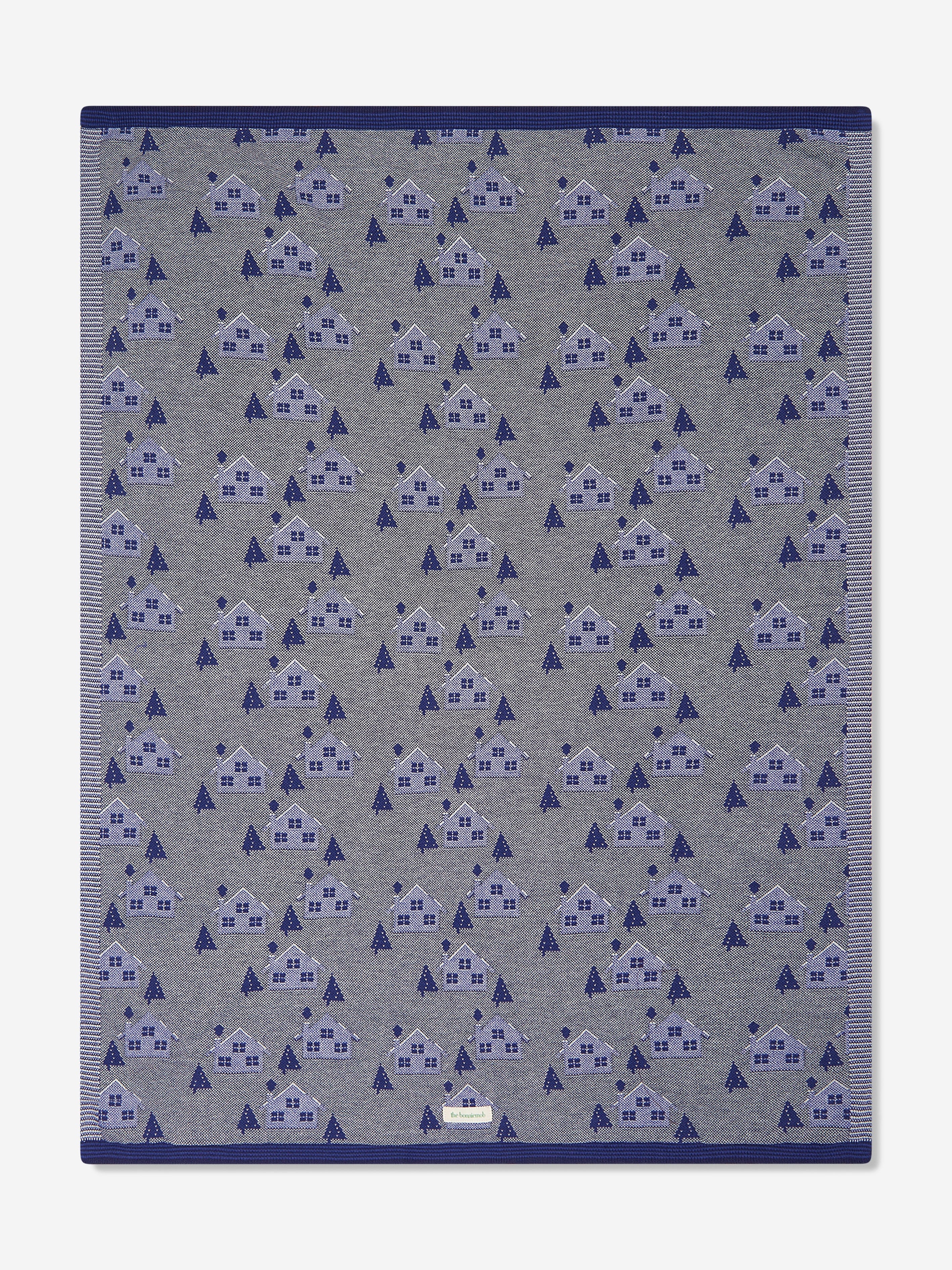 Baby Boys Fawn Cabin Knit Shawl in Blue