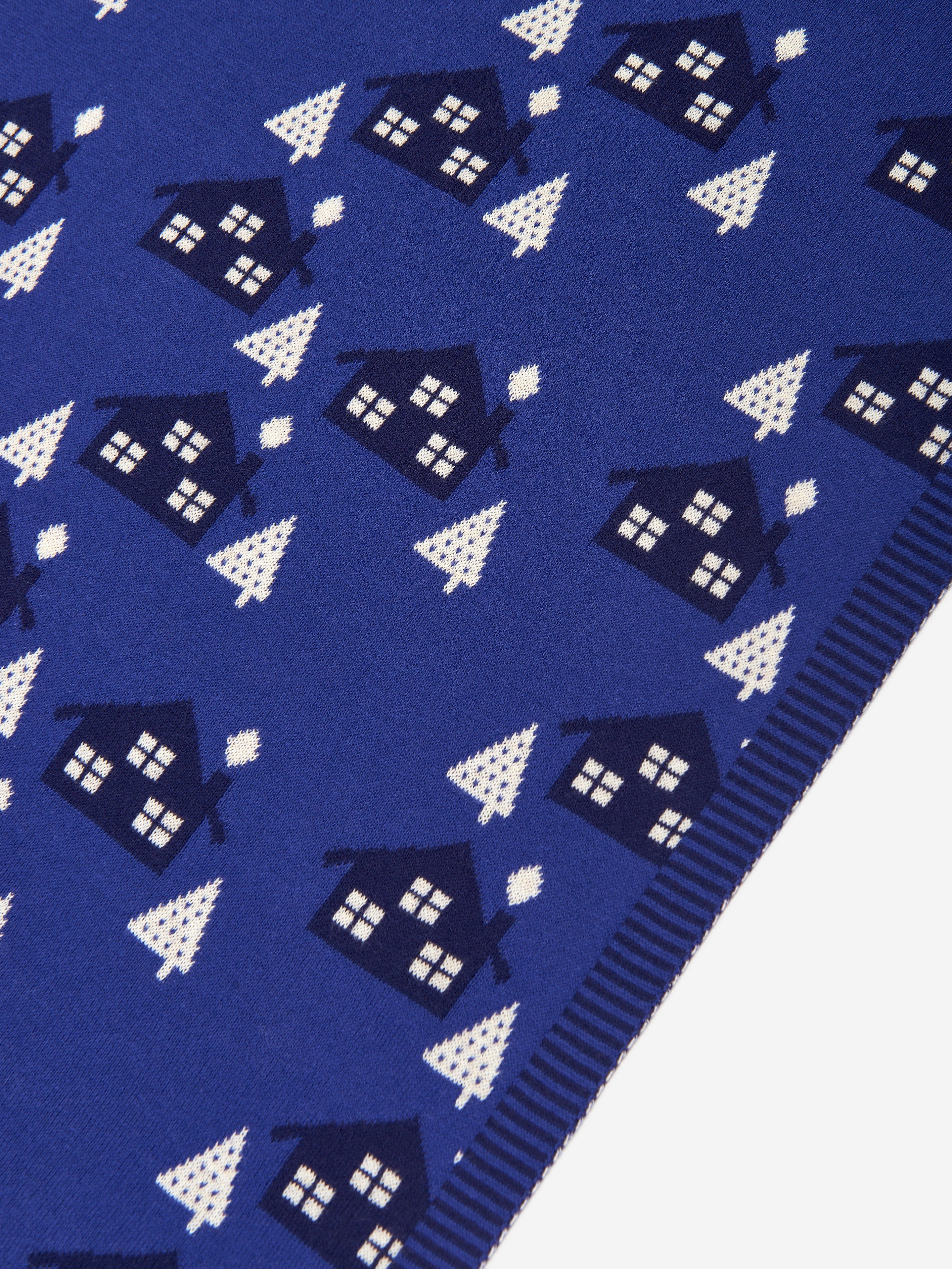 Baby Boys Fawn Cabin Knit Shawl in Blue