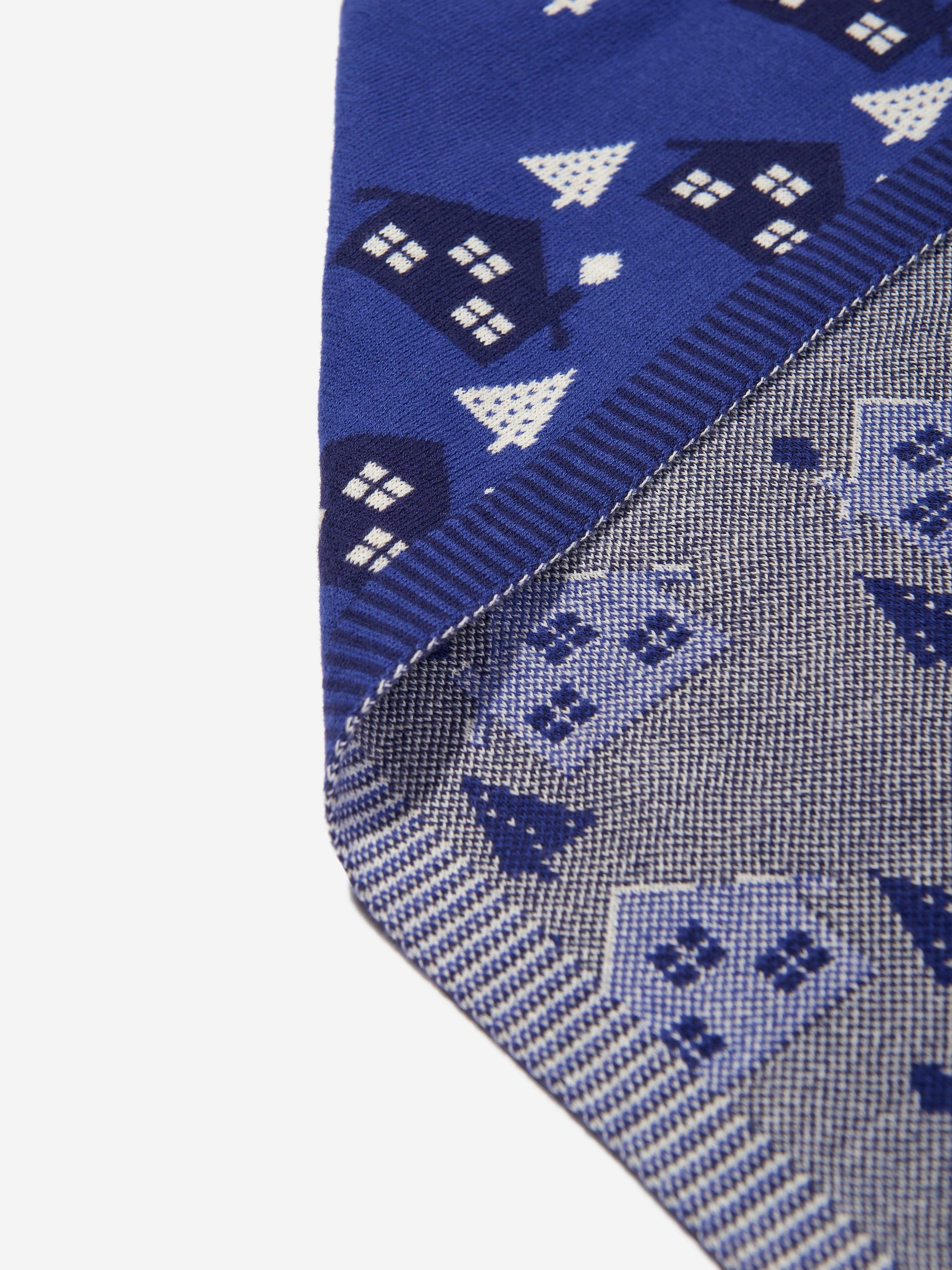 Baby Boys Fawn Cabin Knit Shawl in Blue