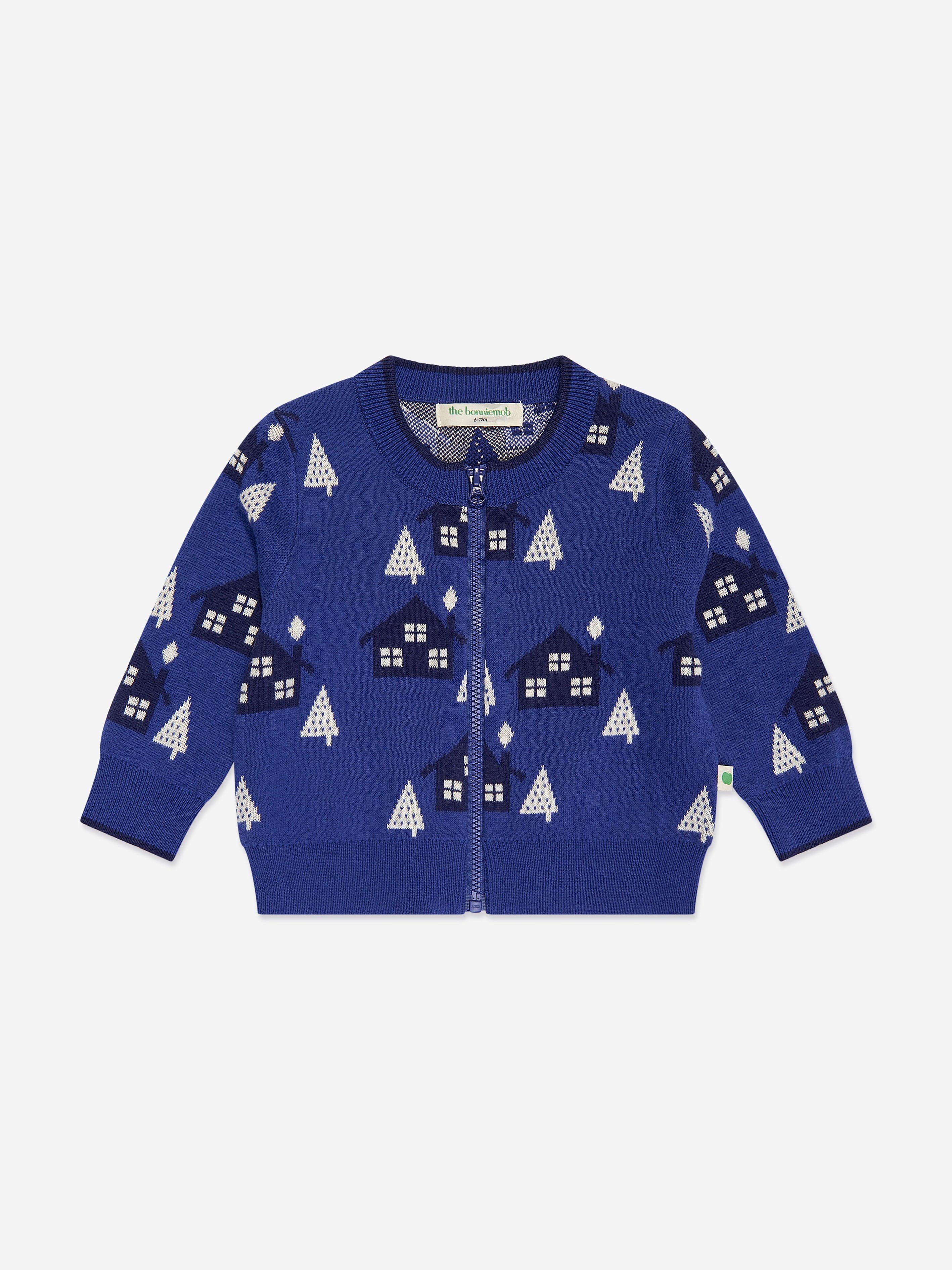 Boys Fir Cabin Knit Cardigan in Blue