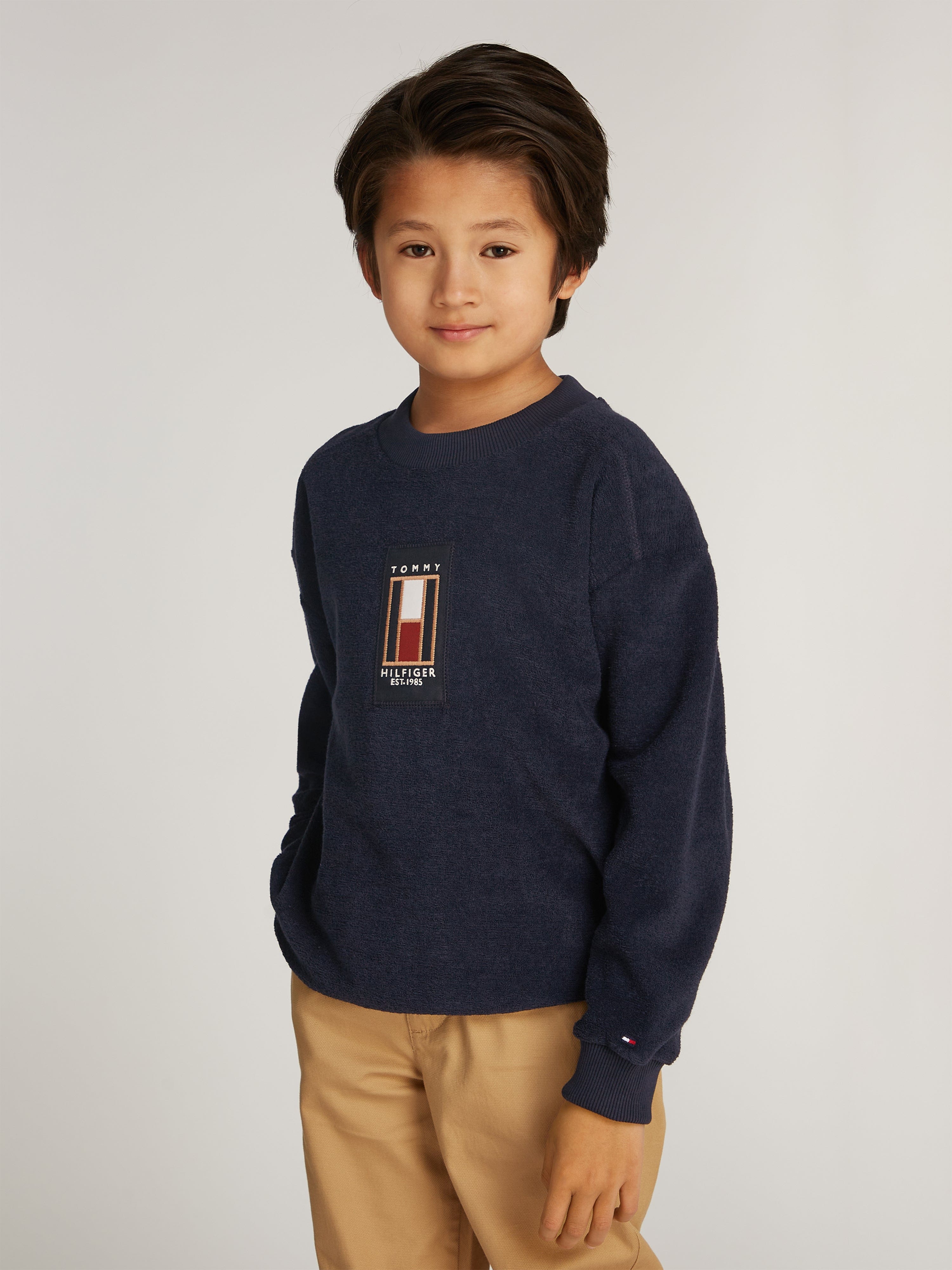 Tommy Hilfiger Boys Flag Boucle Sweatshirt in Navy