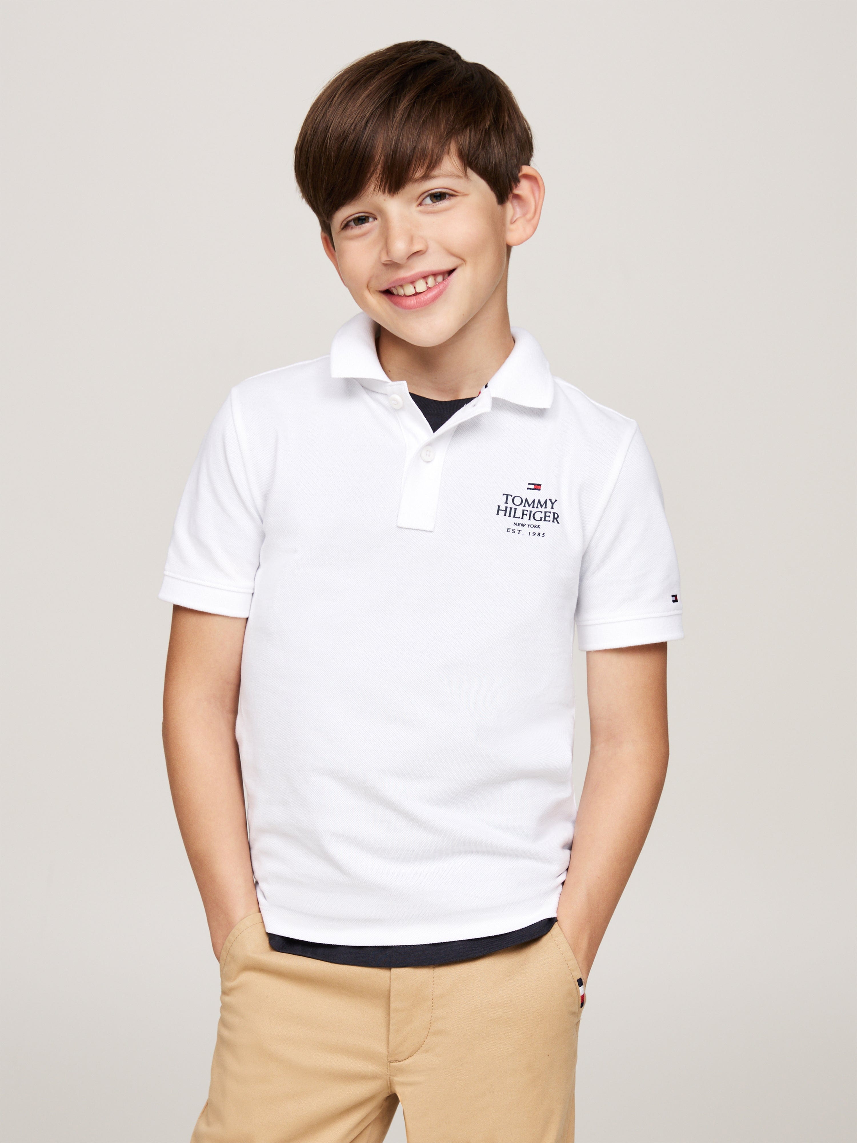 Tommy Hilfiger Boys Logo Regular Polo Shirt in White