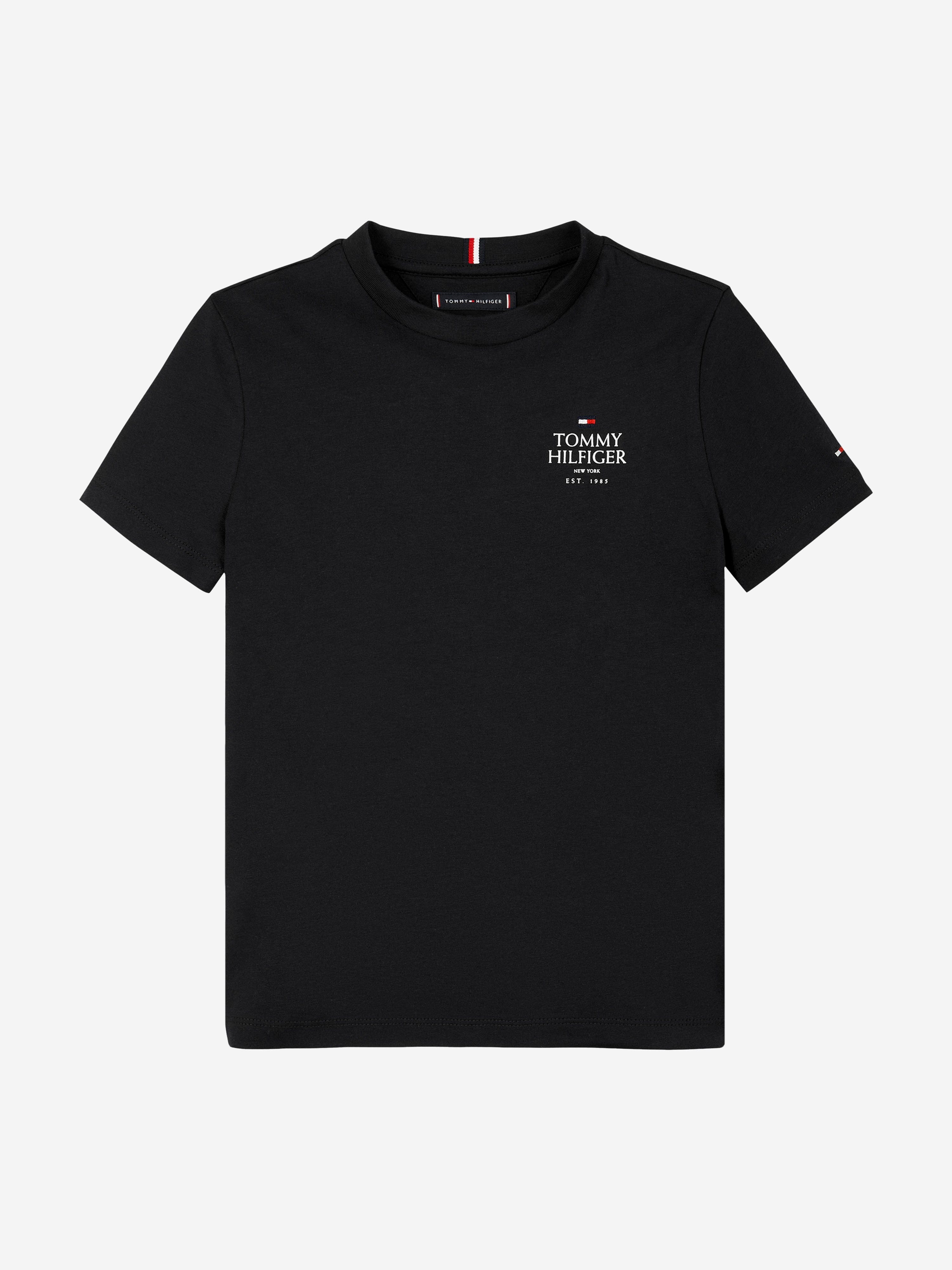 Tommy Hilfiger Boys Logo Puff Print Regular T-Shirt in Navy