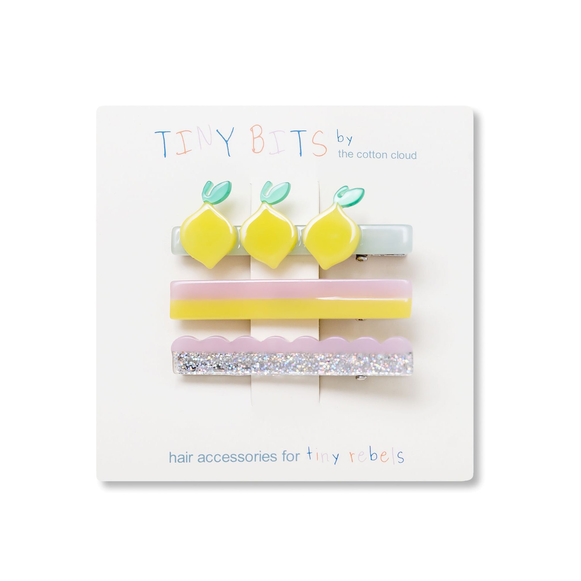Girls Multicolor Lemon Hair Clips(3 Pack)