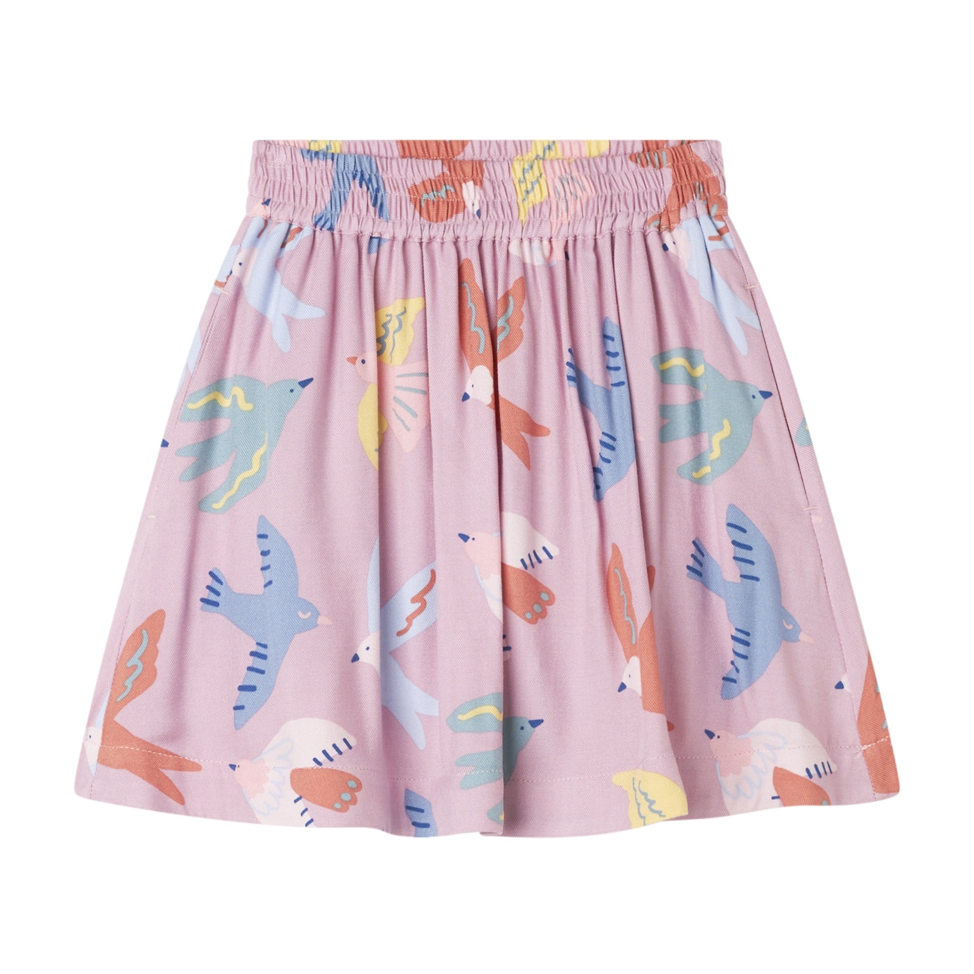 Girls Pink Printed Cotton Skirt