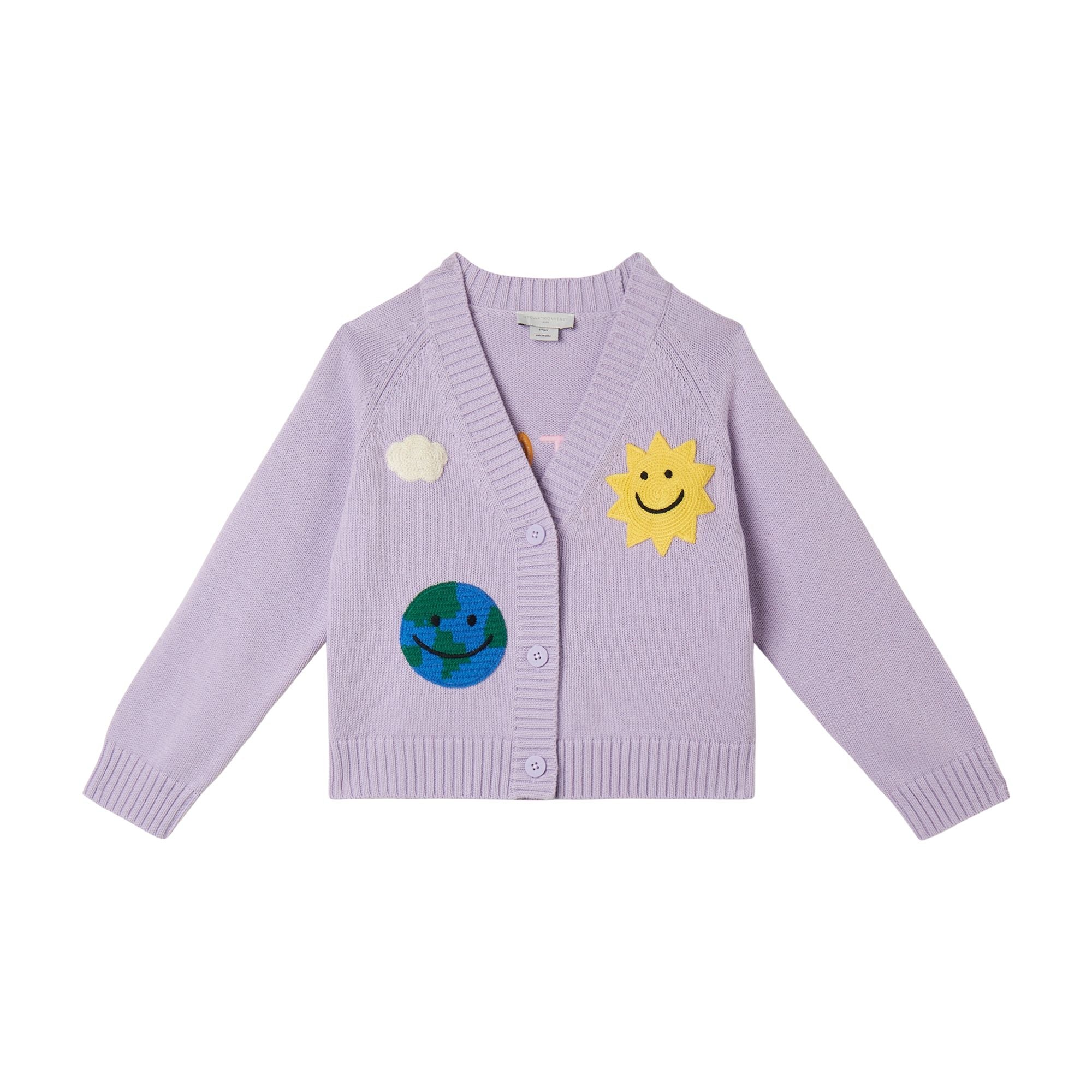 Girls Purple Knit Cotton Cardigan