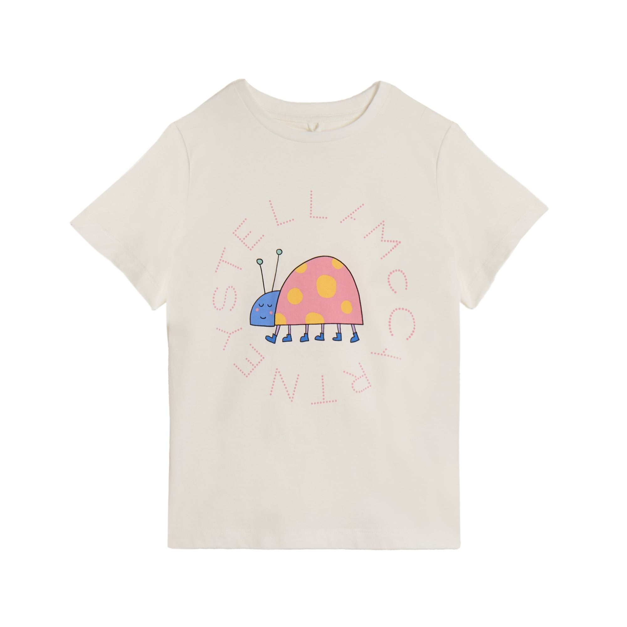 Girls White Ladybird Printed Cotton T-Shirt