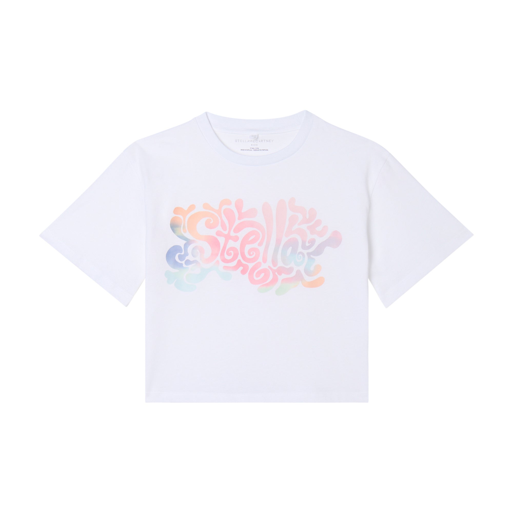 Girls White Printed Cotton T-Shirt