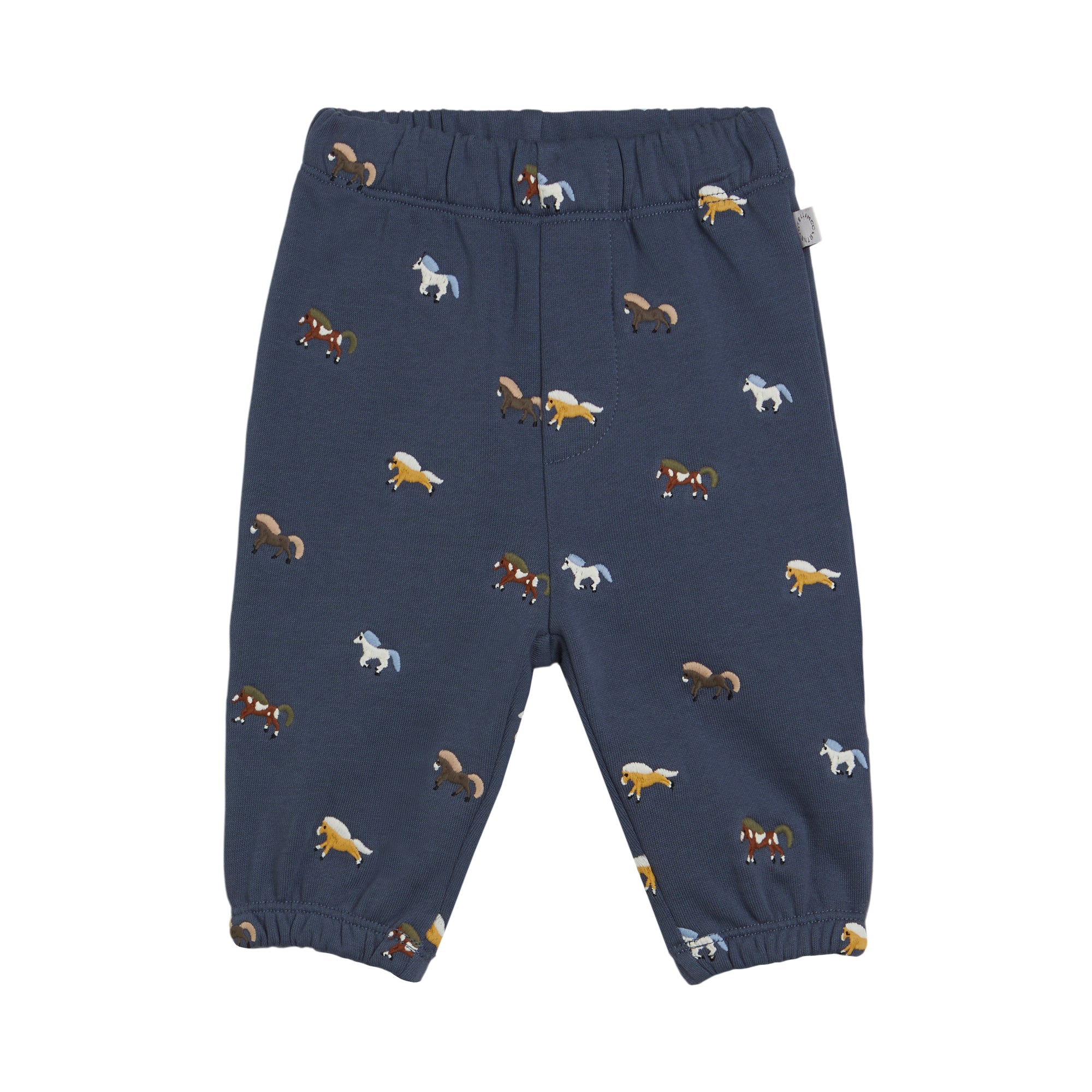 Baby Boys Blue Embroidered Cotton Trousers