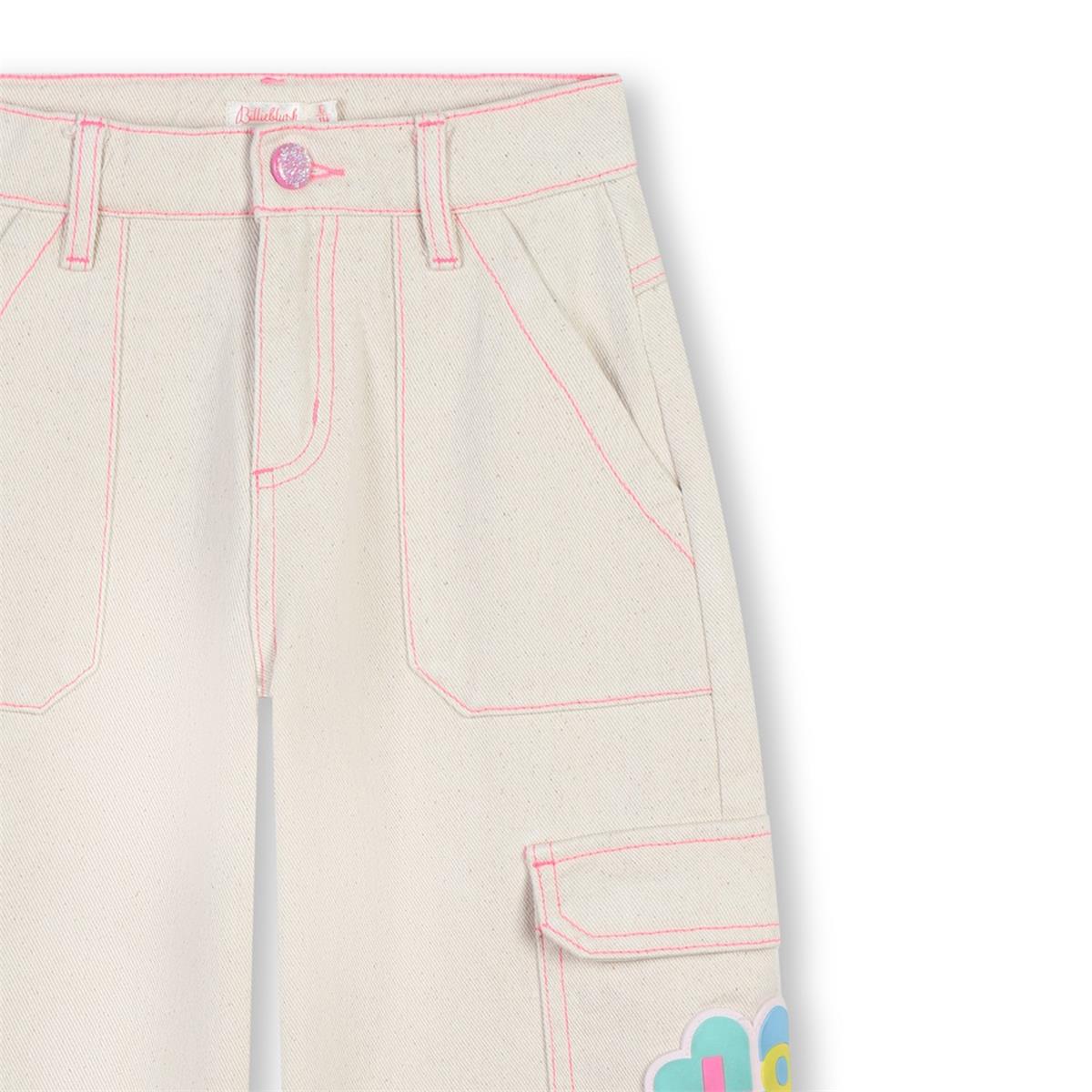 Girls White Cotton Trousers