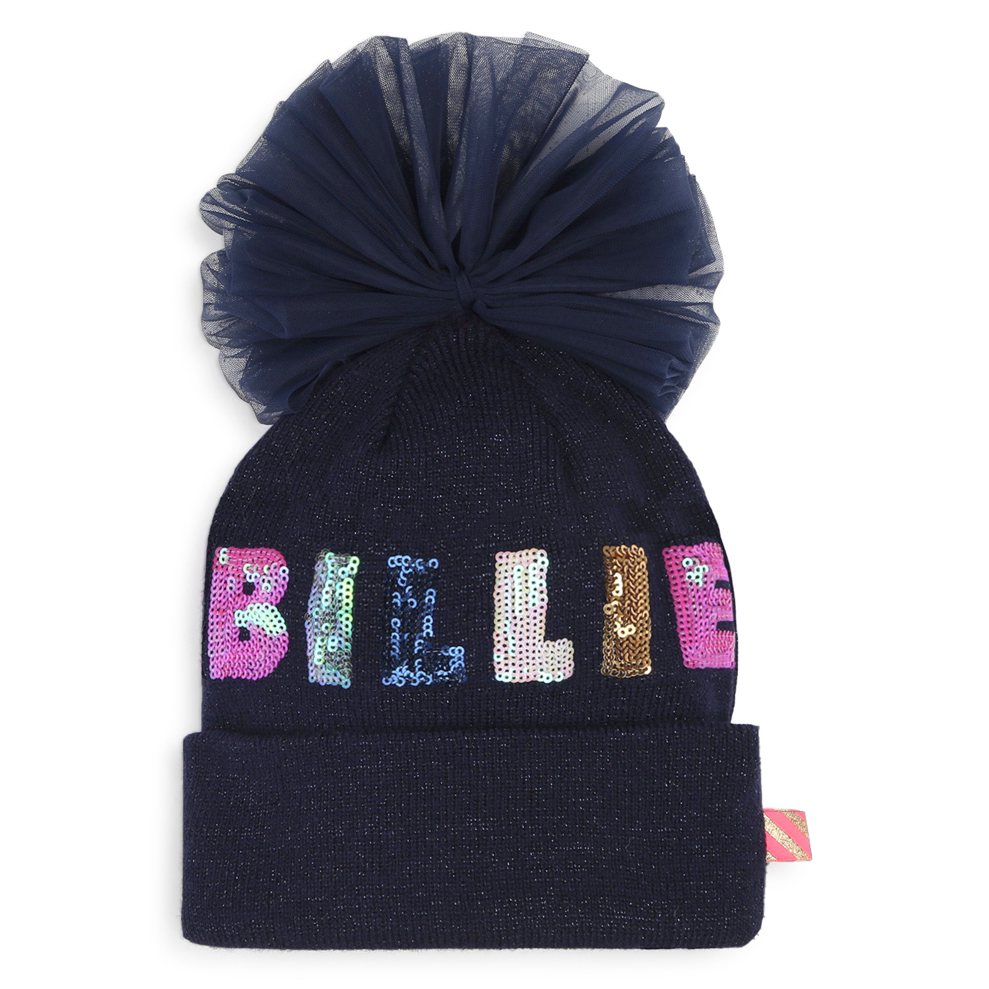 Ensemble bonnet et écharpe à paillettes bleu marine pour filles