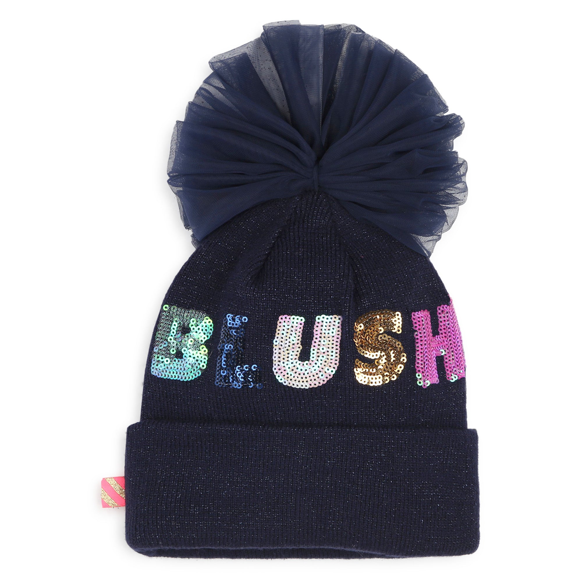 Ensemble bonnet et écharpe à paillettes bleu marine pour filles
