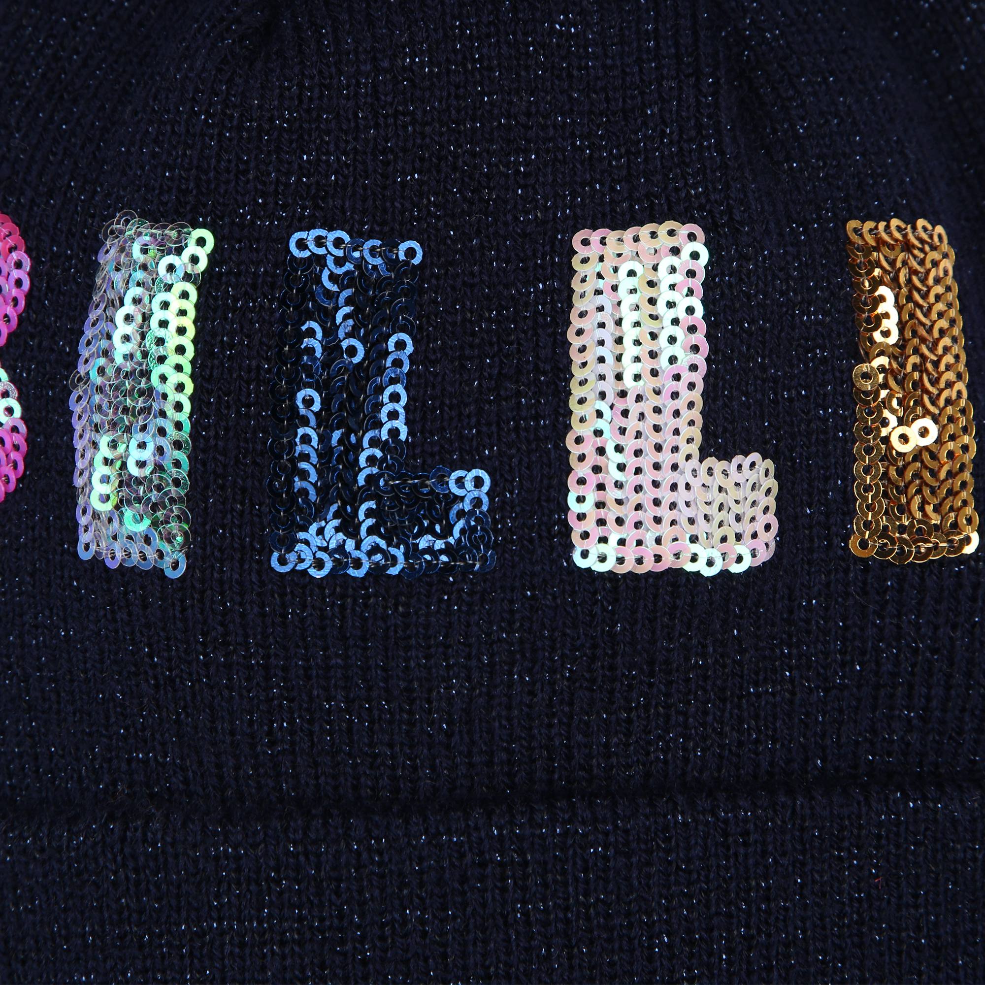 Ensemble bonnet et écharpe à paillettes bleu marine pour filles