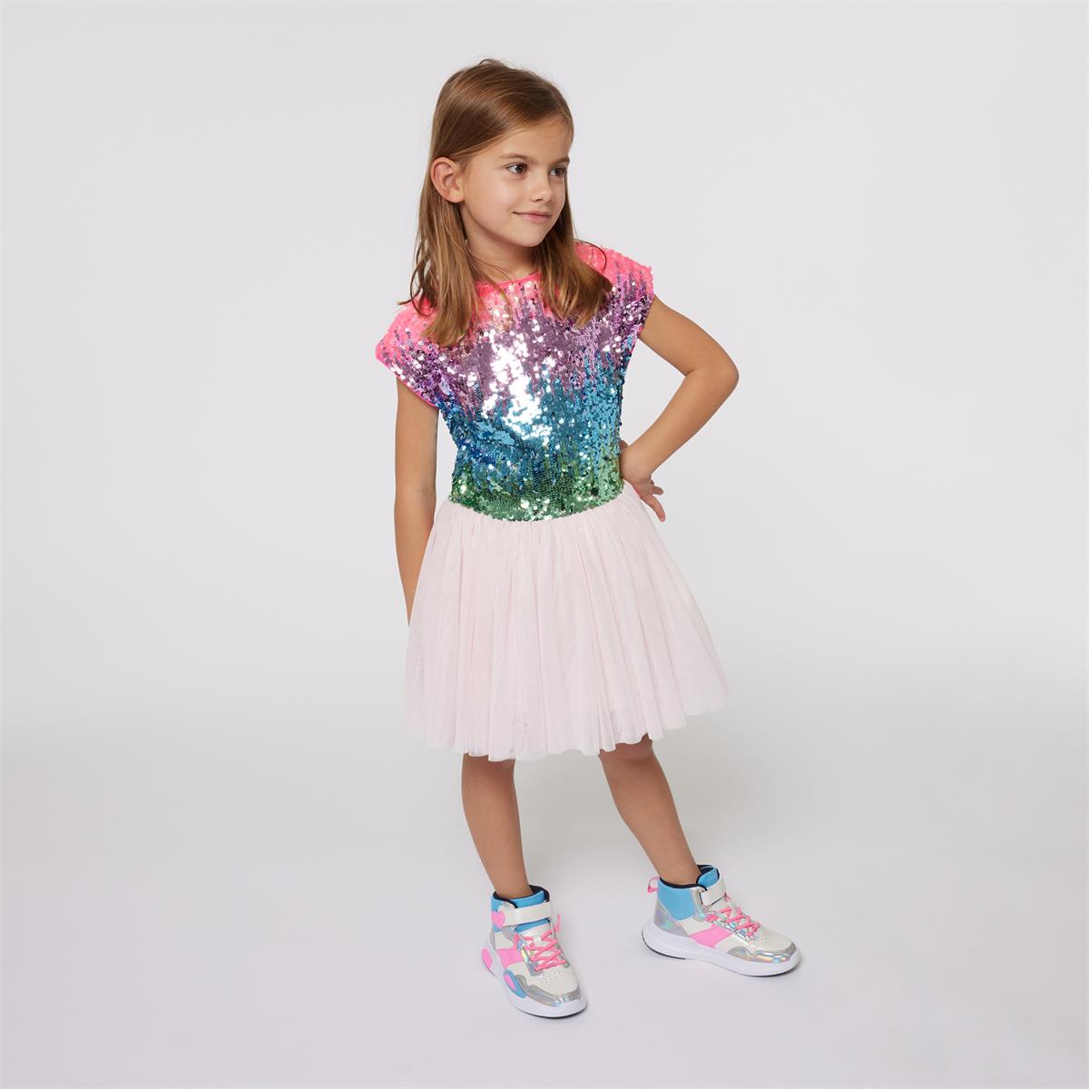 Girls Multicolor Sequin Dress