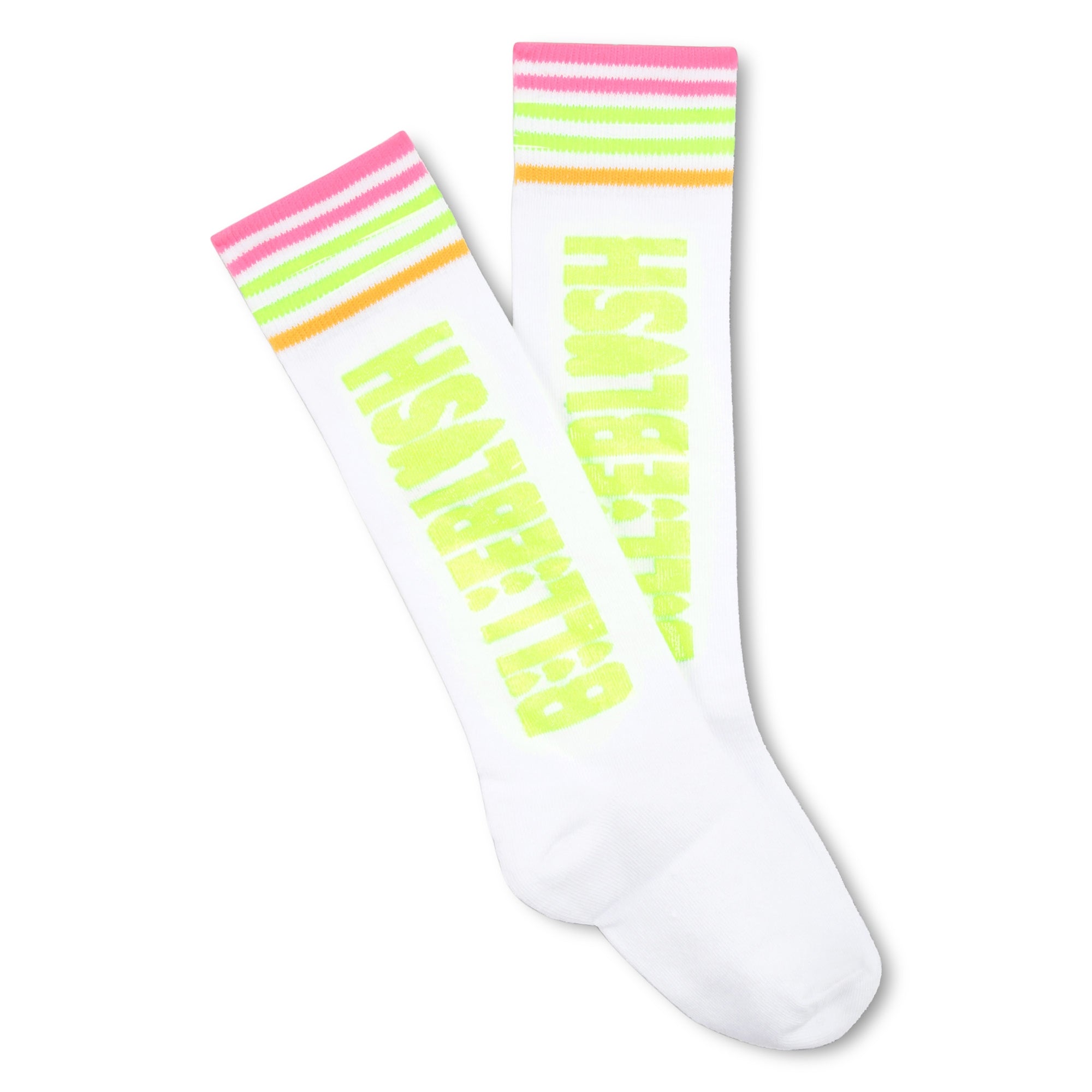 Lot de 2 paires de chaussettes en coton roses et blanches pour filles