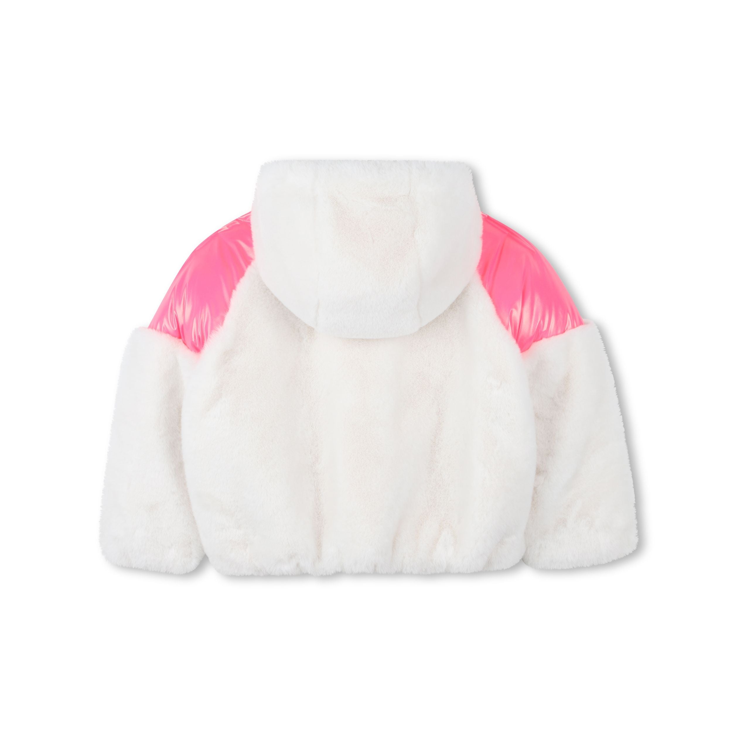 Girls White Padded Plush Jacket