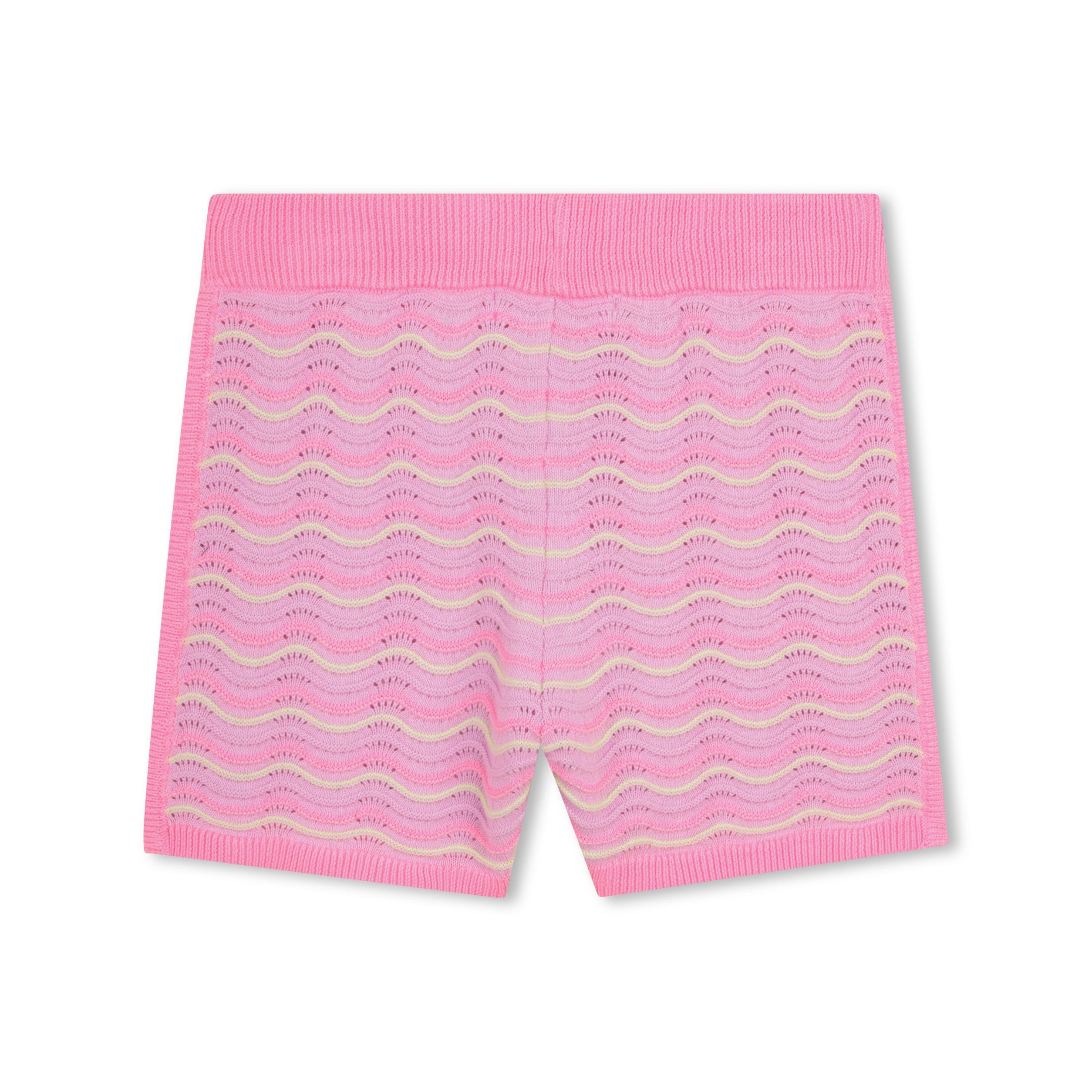 Girls Pink Ripple Cotton Knit Shorts