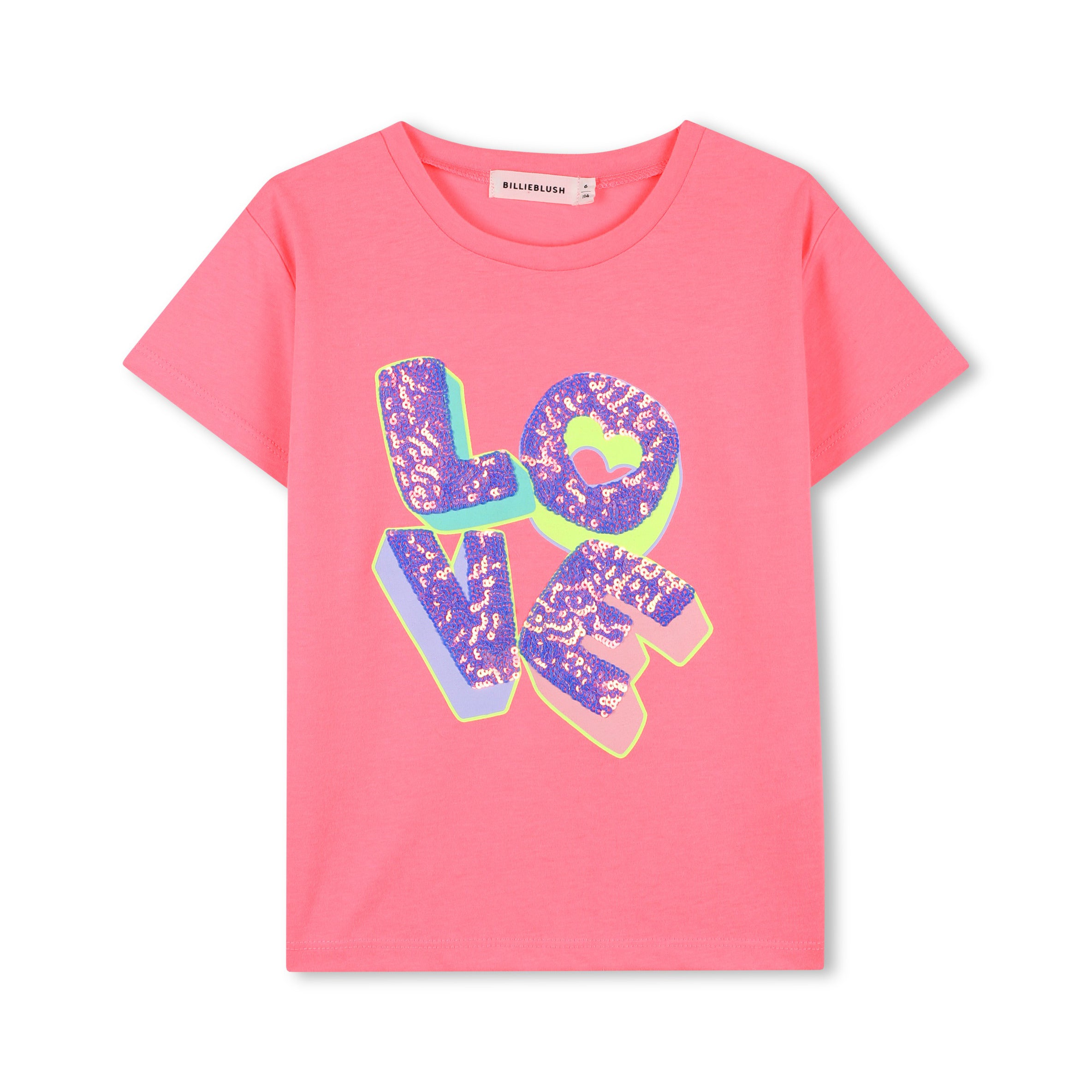 Girls Pink Sequin Cotton T-Shirt