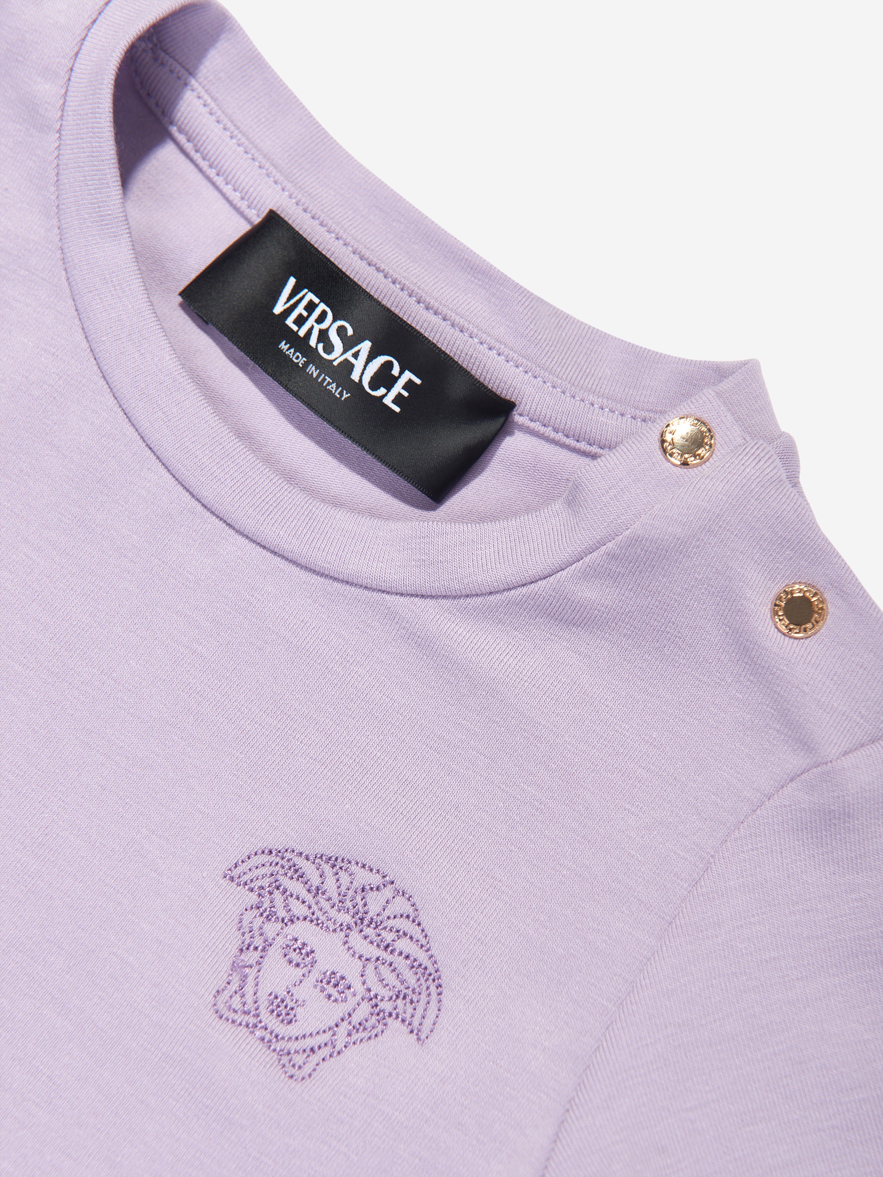 Versace Baby Girls Medusa Logo T-Shirt in Purple