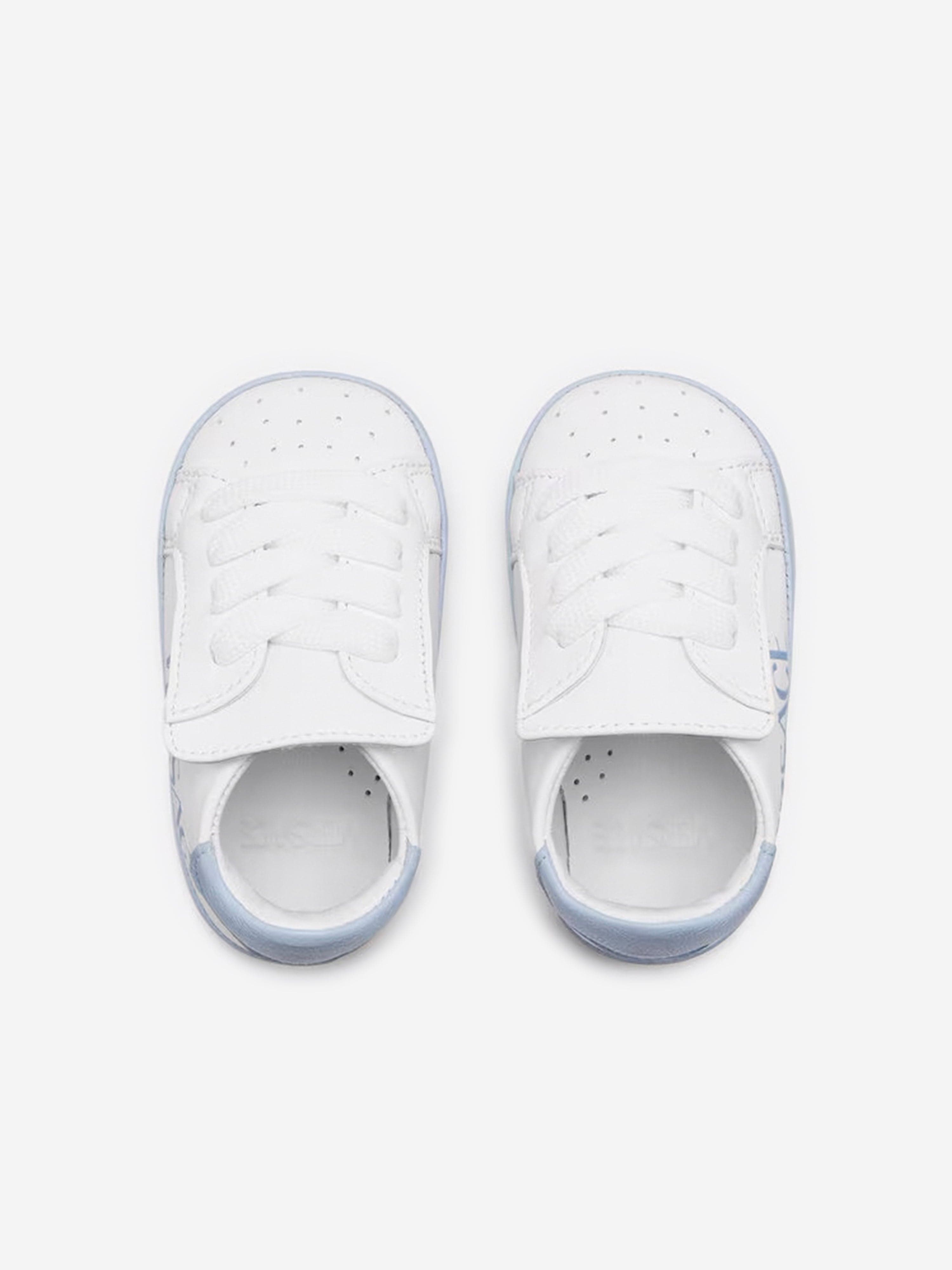 Versace Baby Leather Pre Walker Trainers in White
