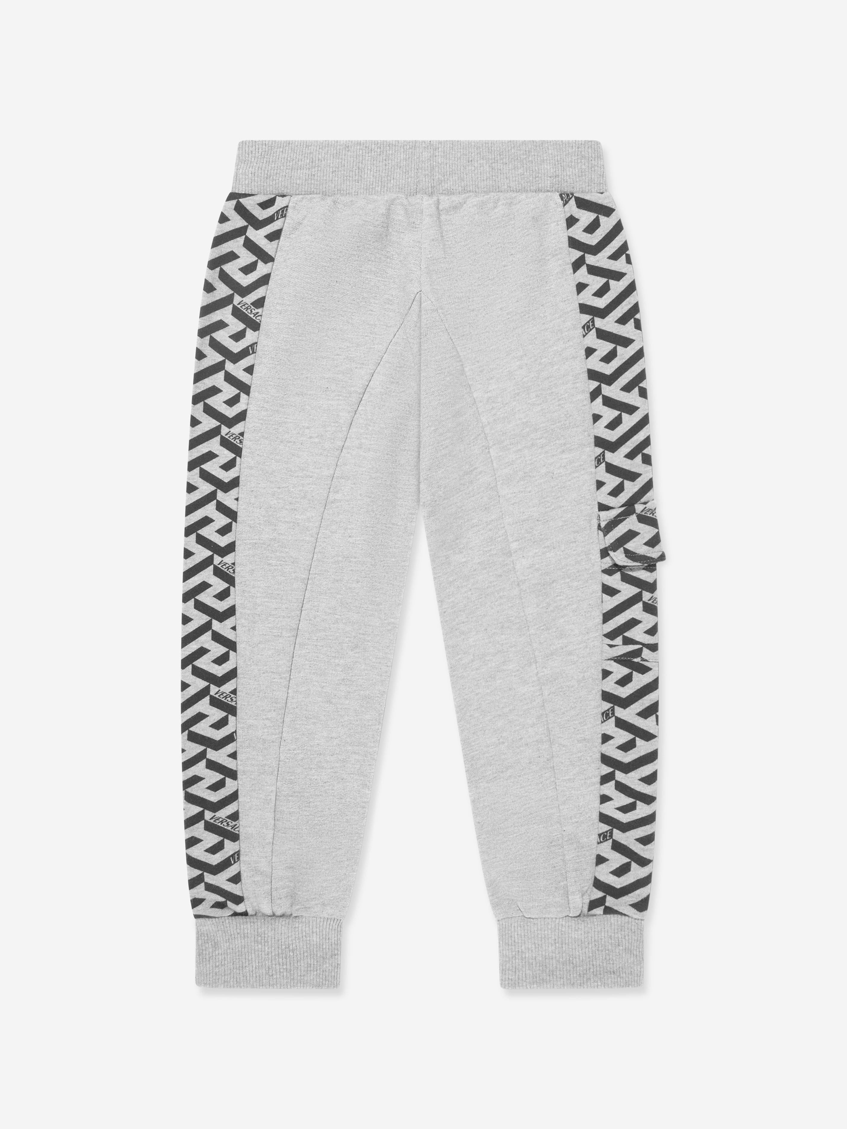 Versace Boys La Greca Logo Joggers in Grey