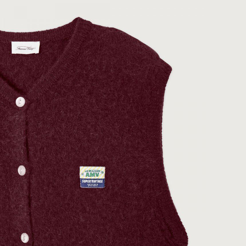 Girls Wine Red Wool Gilet