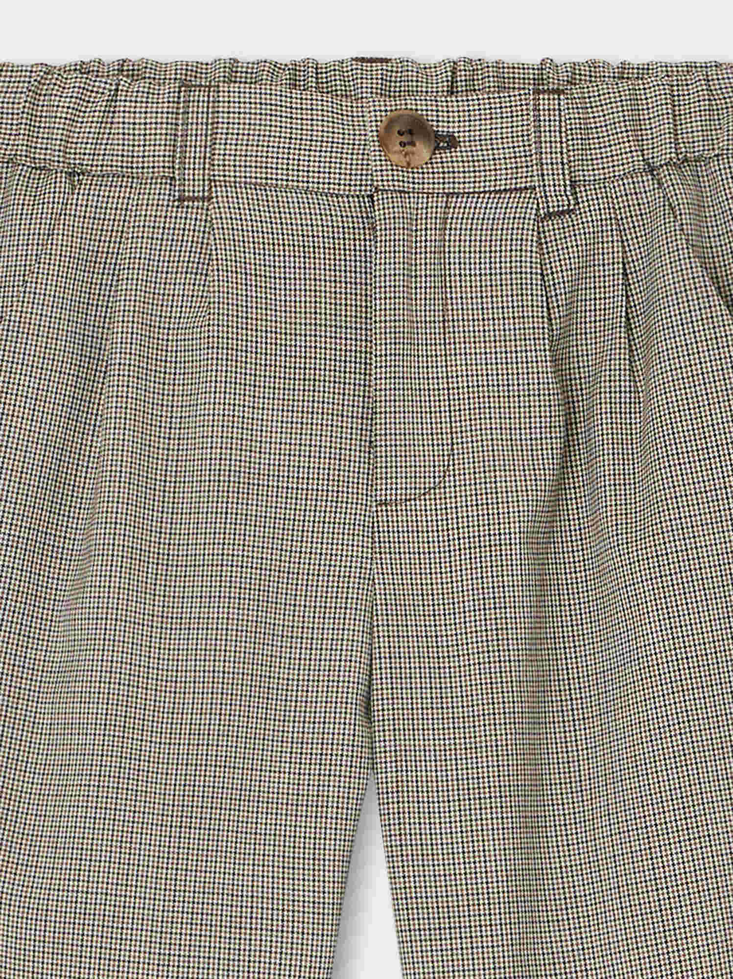Boys Brown Check Wool Trousers