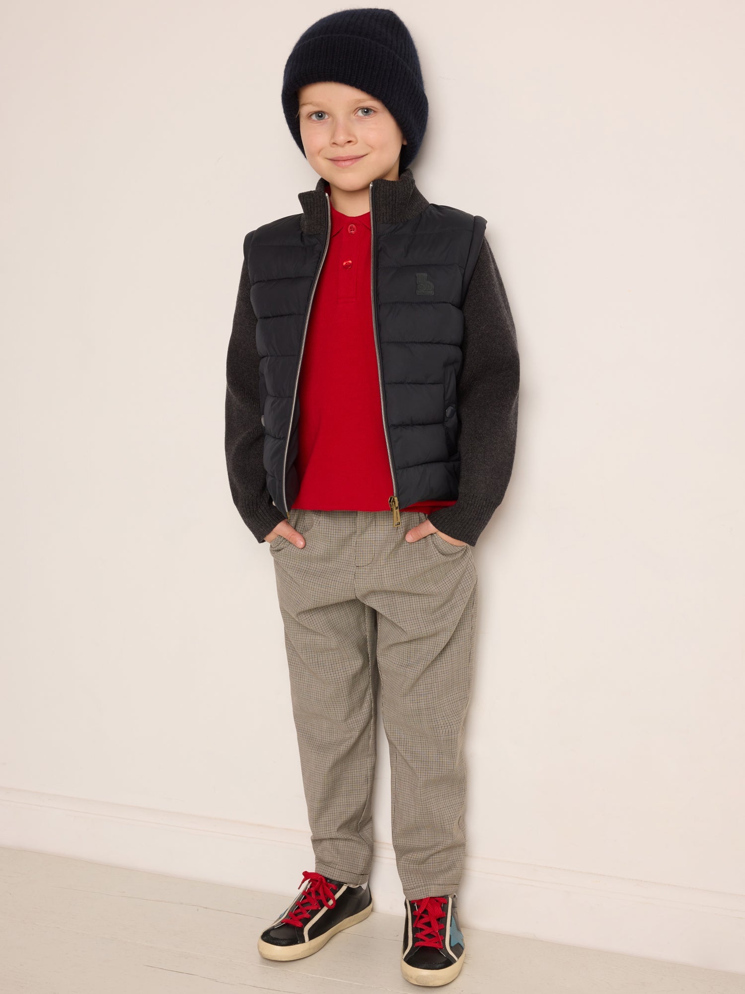 Boys Brown Check Wool Trousers