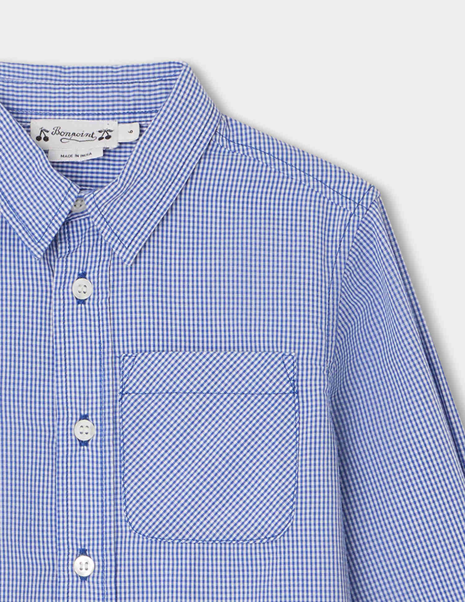 Boys Blue Check Cotton Shirt