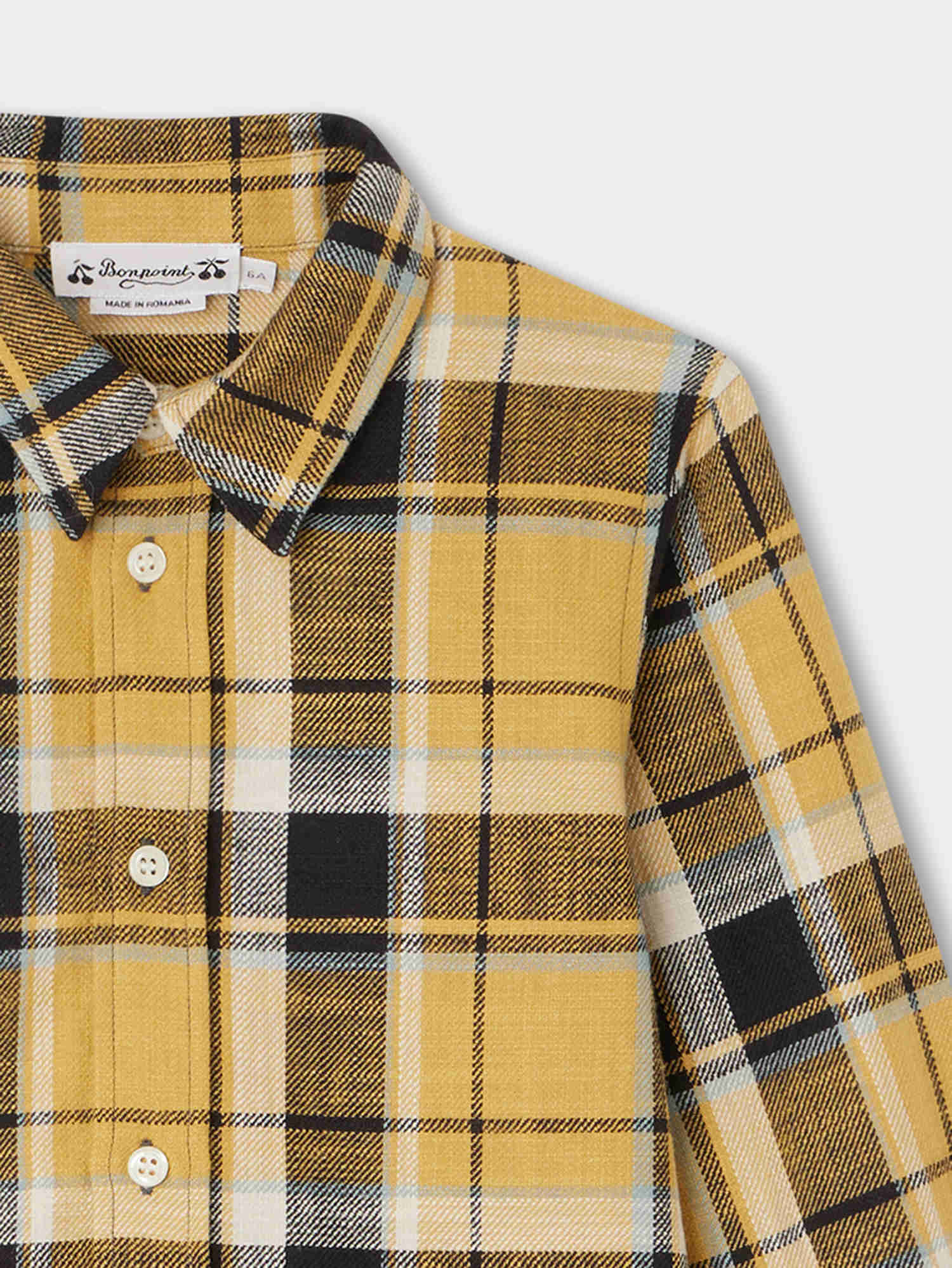 Boys Yellow Check Cotton Shirt